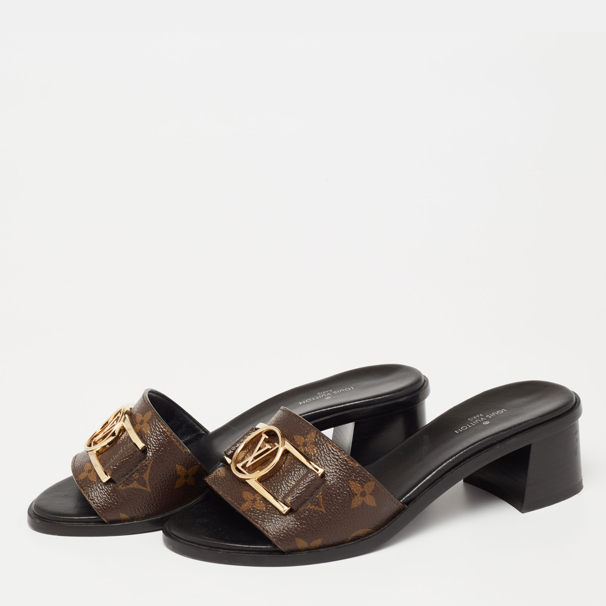 

Louis Vuitton Brown Monogram Canvas Lock It Sandals Size