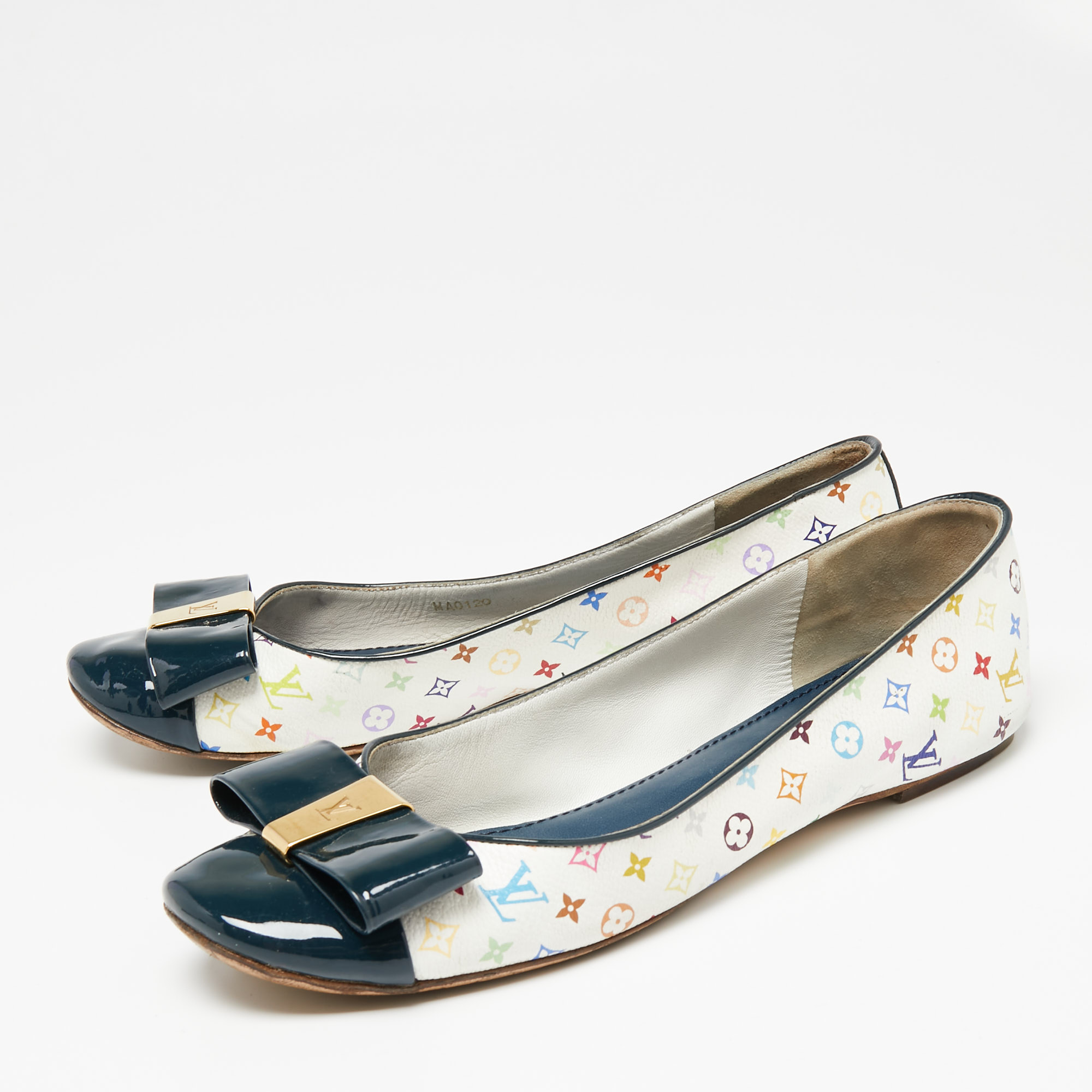 

Louis Vuitton White Monogram Multicolore Canvas Ballet Flats Size