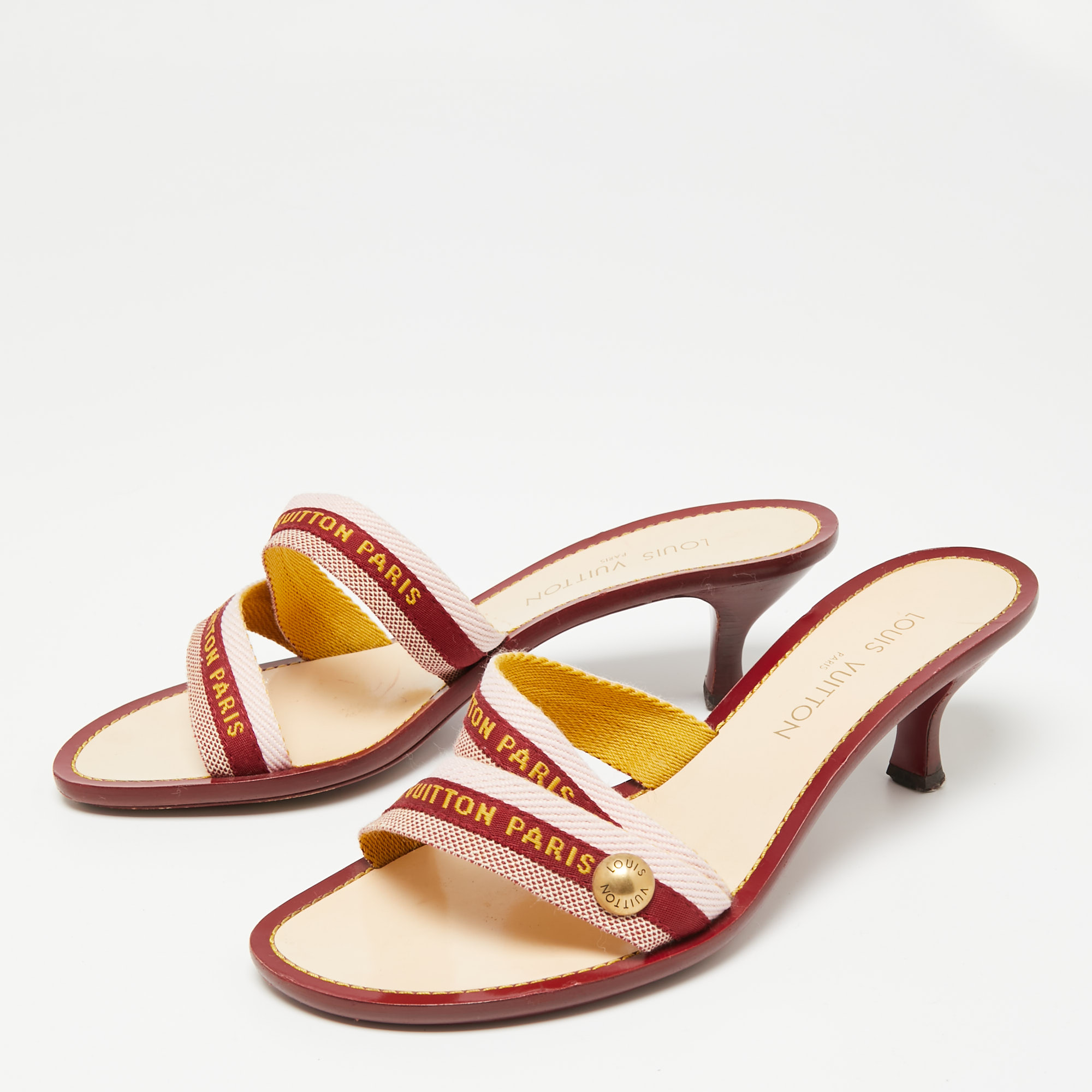 

Louis Vuitton Tri-Color Canvas Logo Slide Sandals Size, Burgundy