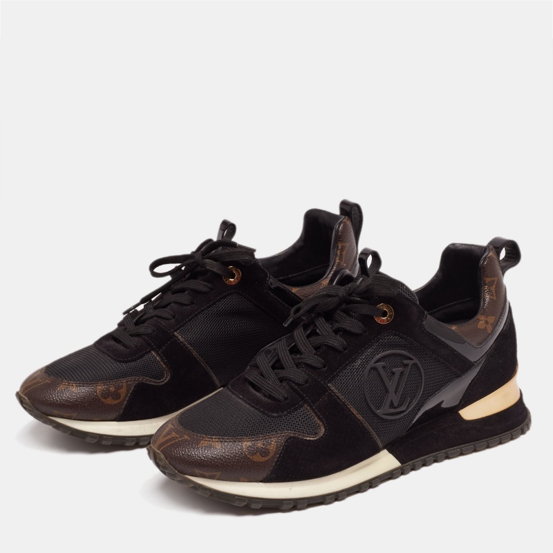 

Louis Vuitton Black/Brown Monogram Canvas And Mesh Run Away Sneakers Size