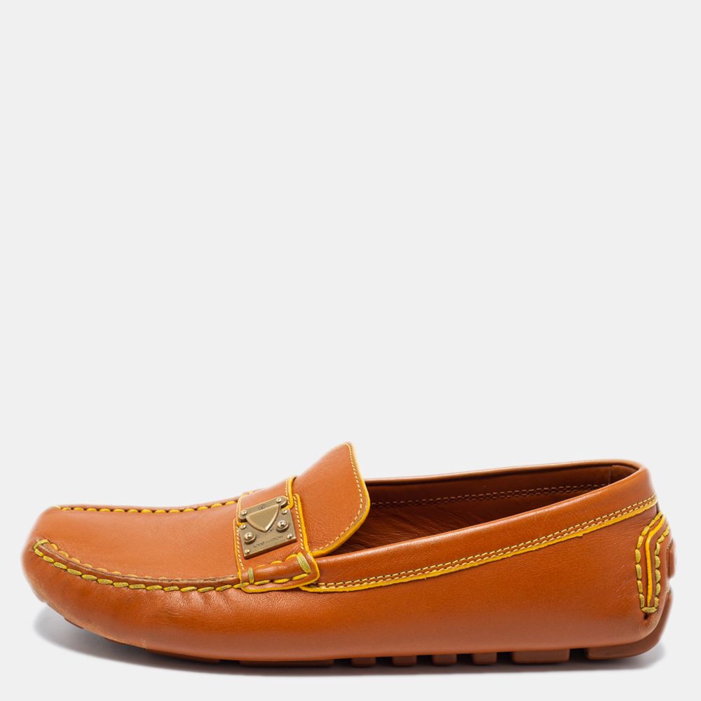 Louis Vuitton Gold Leather Lombok Driver Loafers Size 37.5 Louis Vuitton