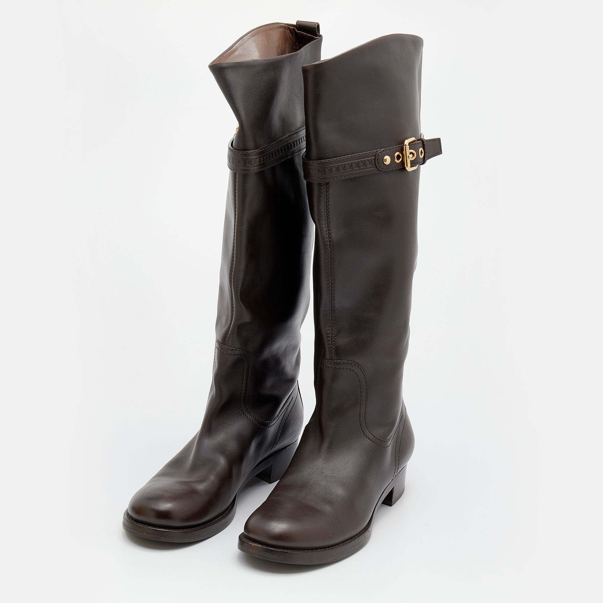 

Louis Vuitton Brown Leather Knee High Riding Boots Size