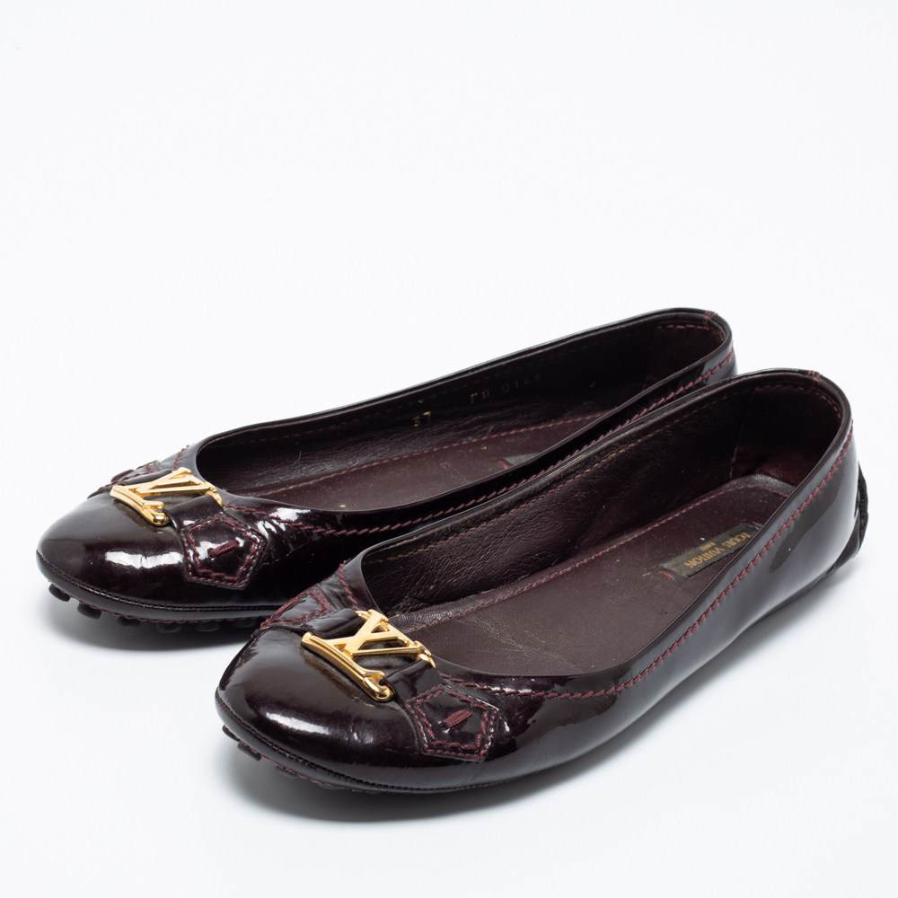 

Louis Vuitton Amarante Patent Leather Oxford Ballet Flats Size, Brown