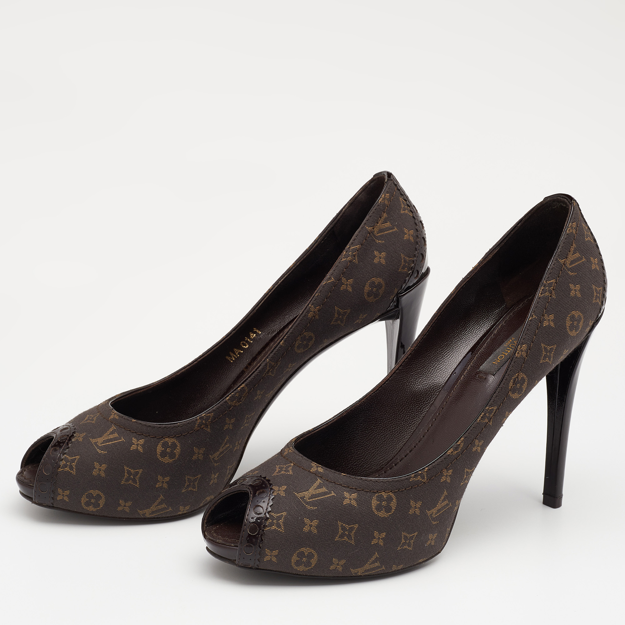 

Louis Vuitton Fusian Monogram Idylle Canvas Romance Peep Toe Pumps Size, Brown