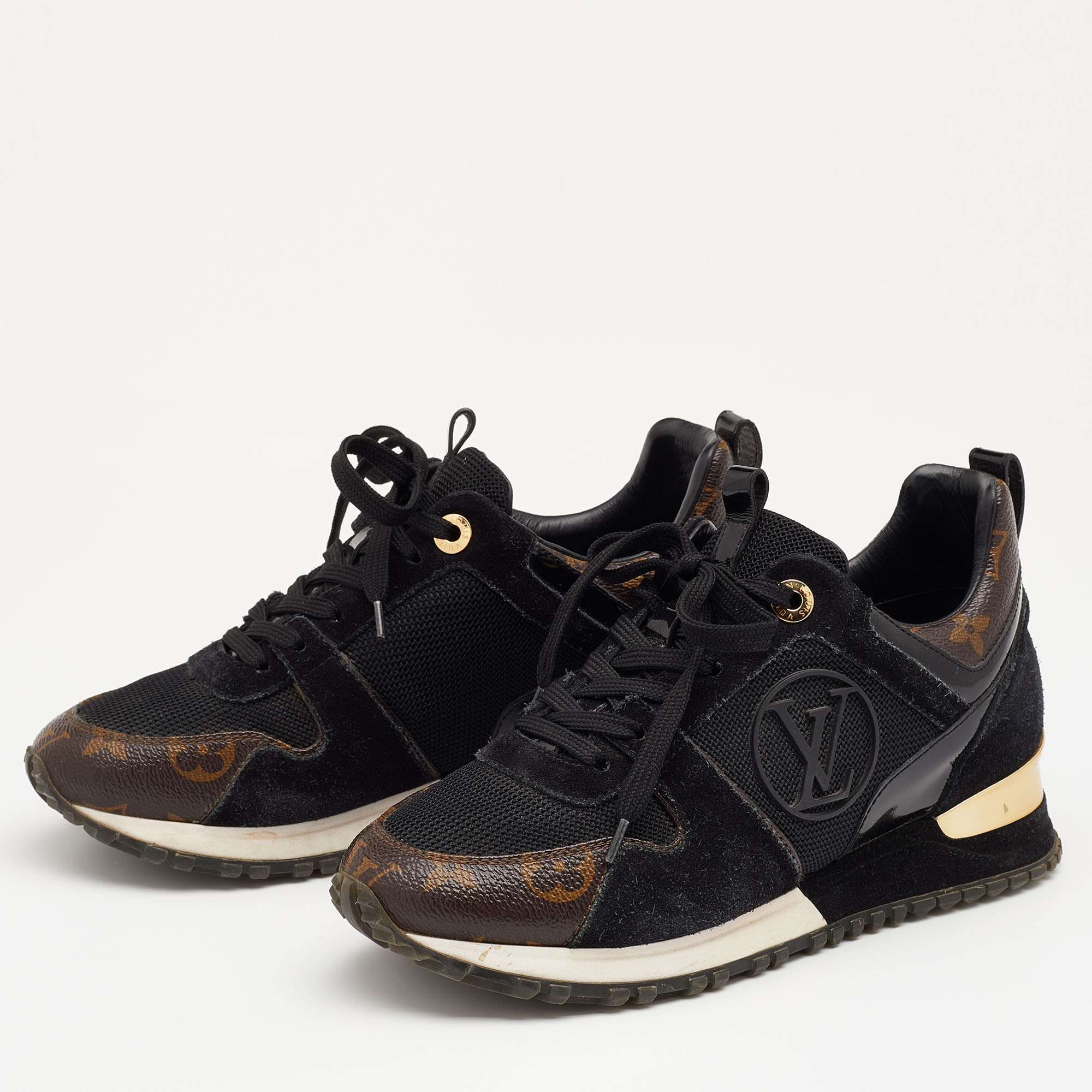 

Louis Vuitton Black/Brown Monogram Canvas And Mesh Run Away Low Top Sneakers Size