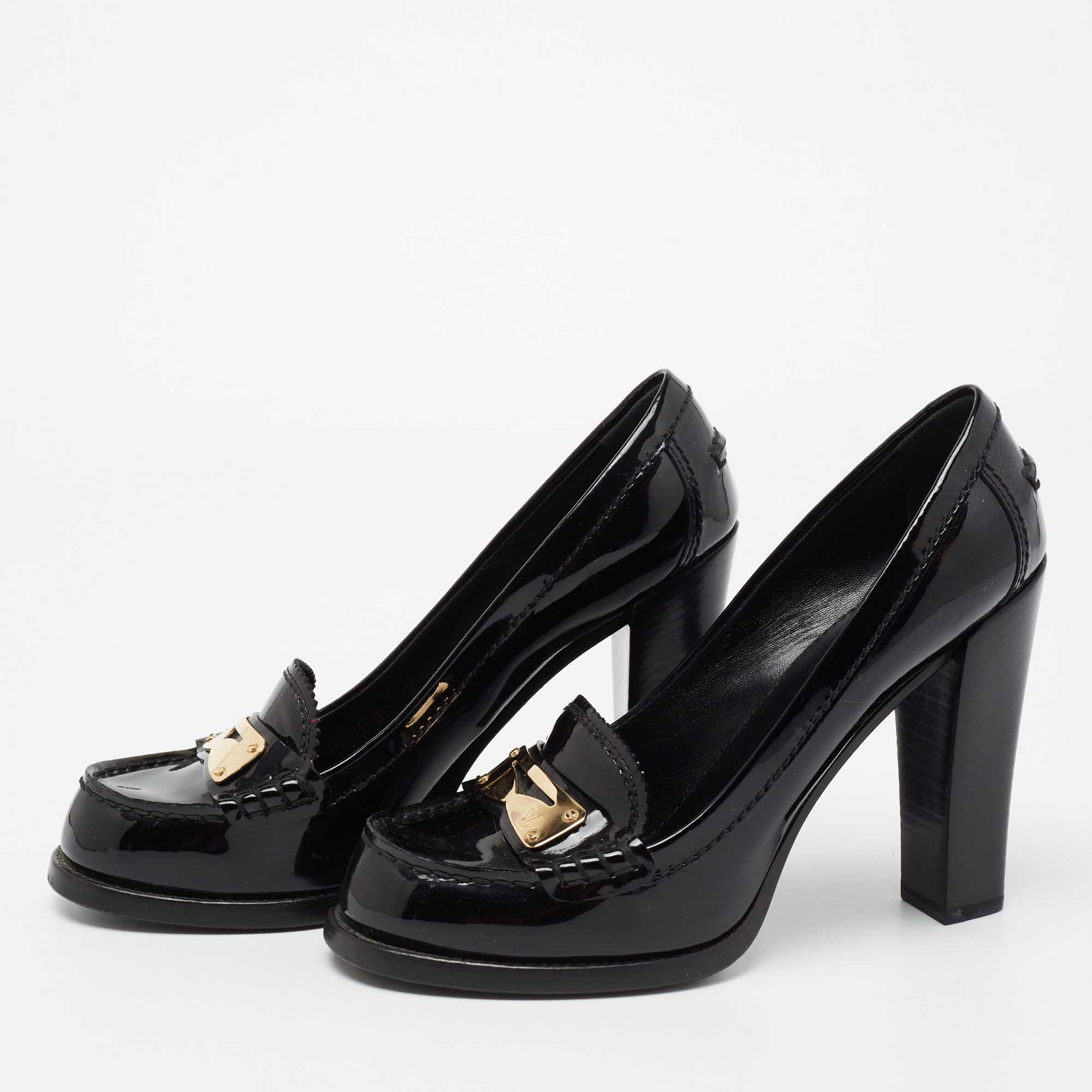

Louis Vuitton Black Patent Leather Loafer Pumps Size