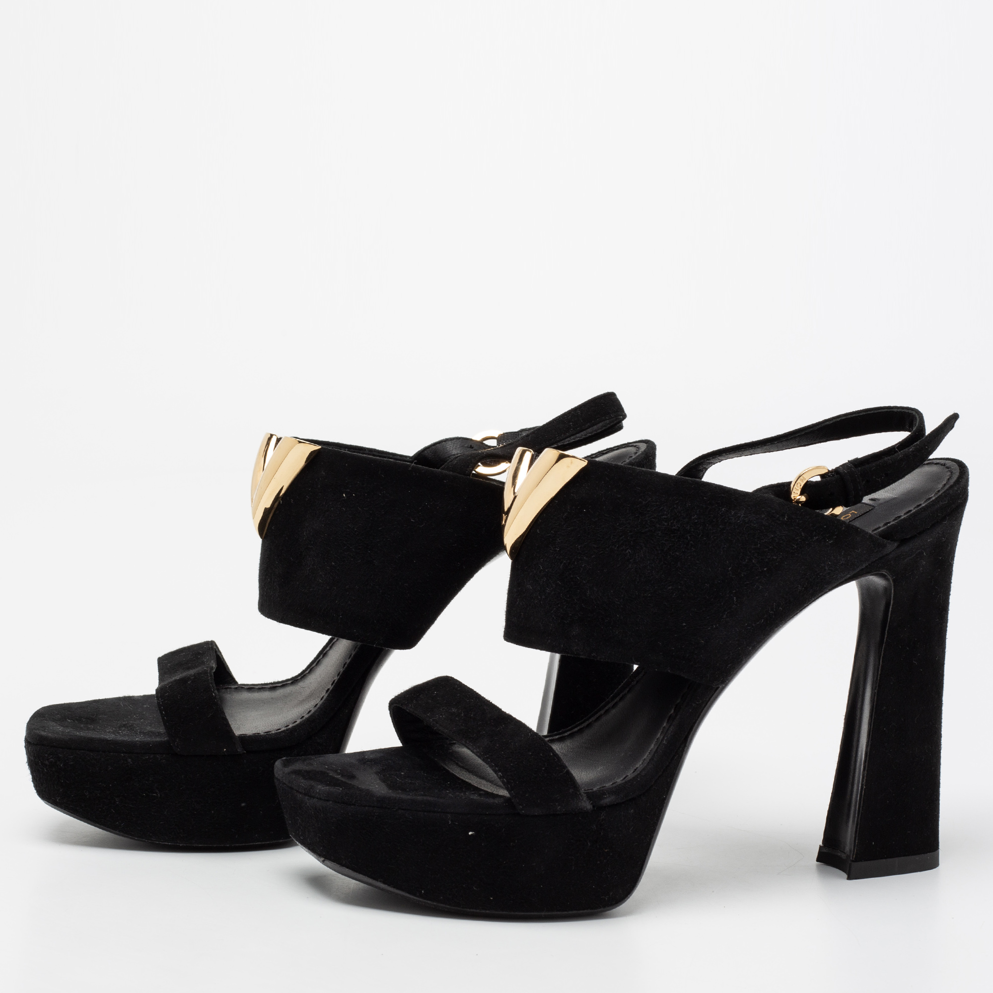 

Louis Vuitton Black Suede Platform Slingback Sandals Size