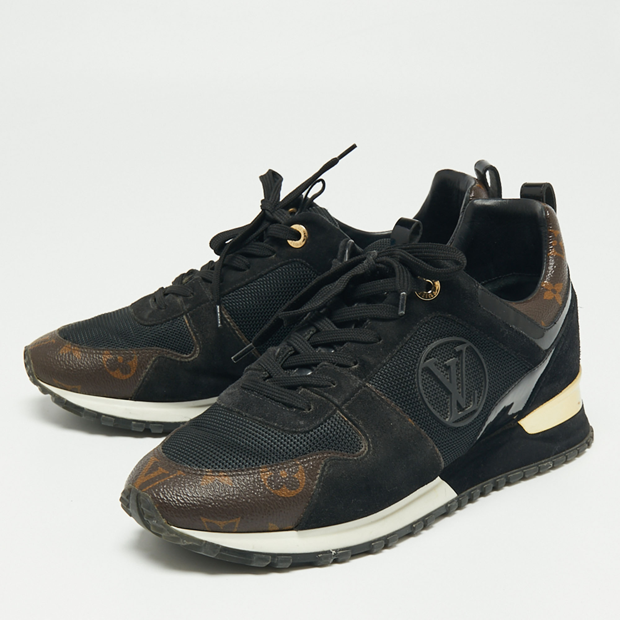

Louis Vuitton Black/Brown Suede And Mesh Run Away Sneakers Size