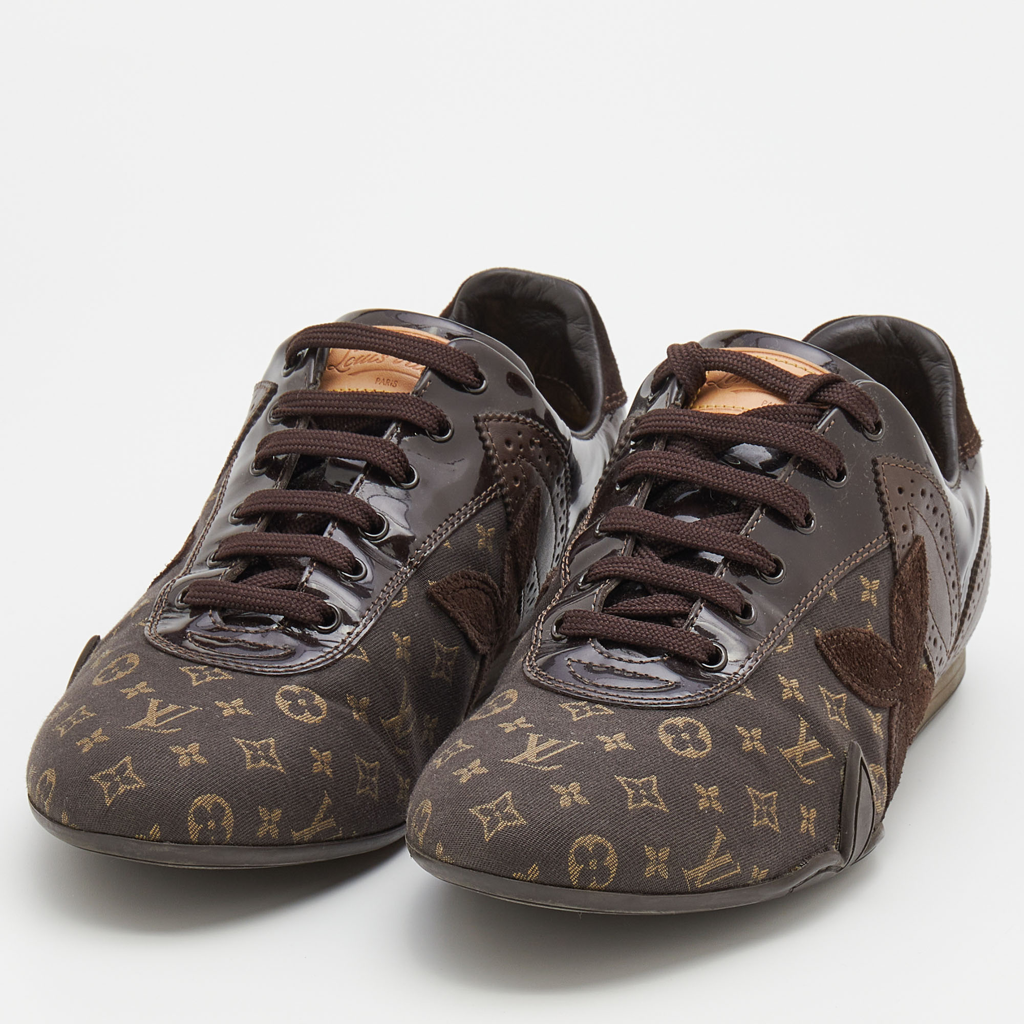 

Louis Vuitton Brown Monogram Idylle And Leather Salsa Low Top Sneakers Size