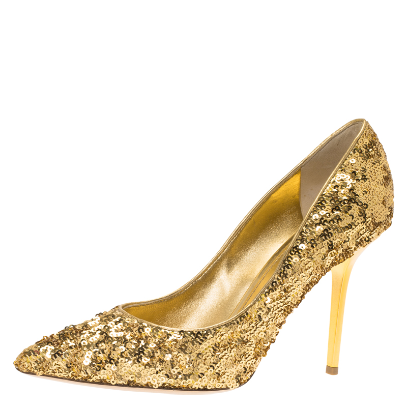 Buy Louis Vuitton Gold Sequins Liza Pointed Toe Pumps Size 38.5 69980 at best price | TLC