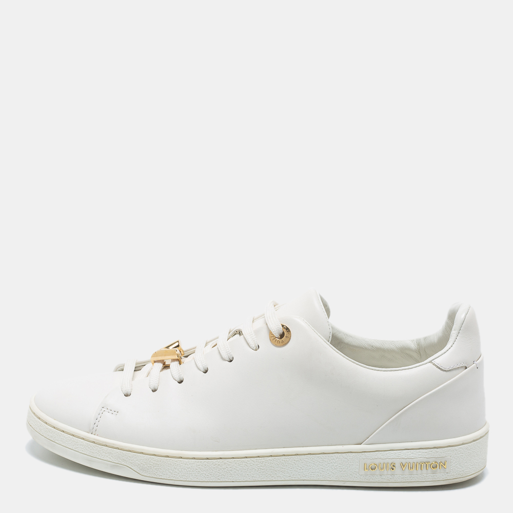 مملوكة مسبقًا Louis Vuitton White Leather Frontrow Low-Top Sneakers Size 39
