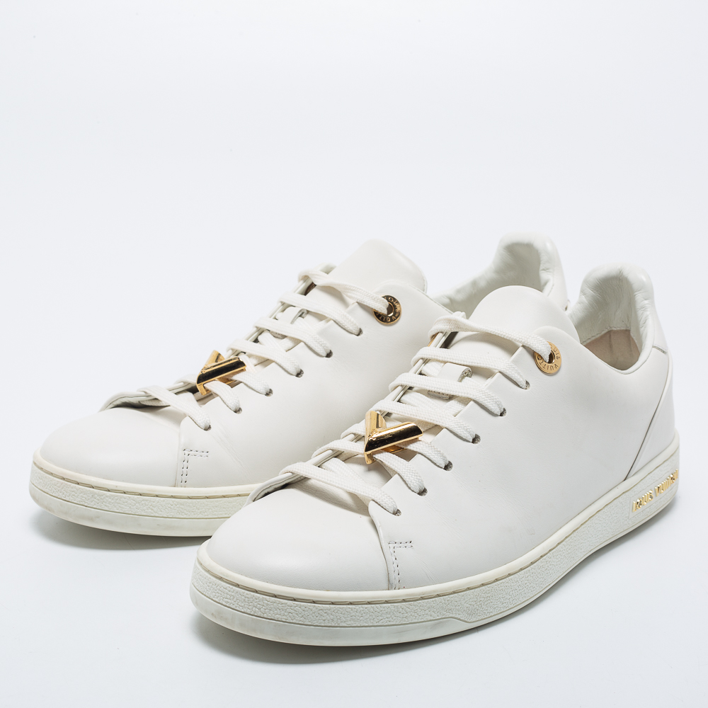 

Louis Vuitton White Leather Frontrow Low-Top Sneakers Size
