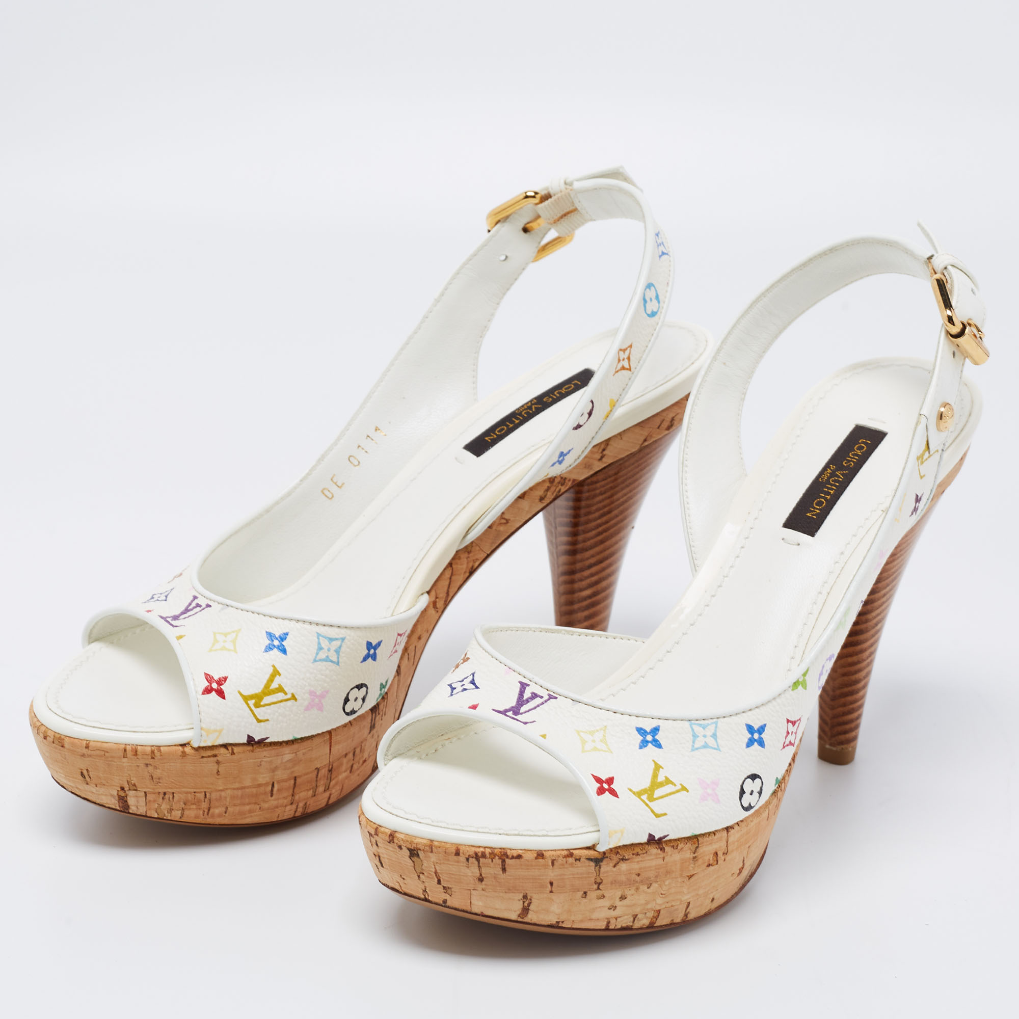 

Louis Vuitton Multicolore Monogram Canvas Cork Platform Slingback Sandals Size, Multicolor