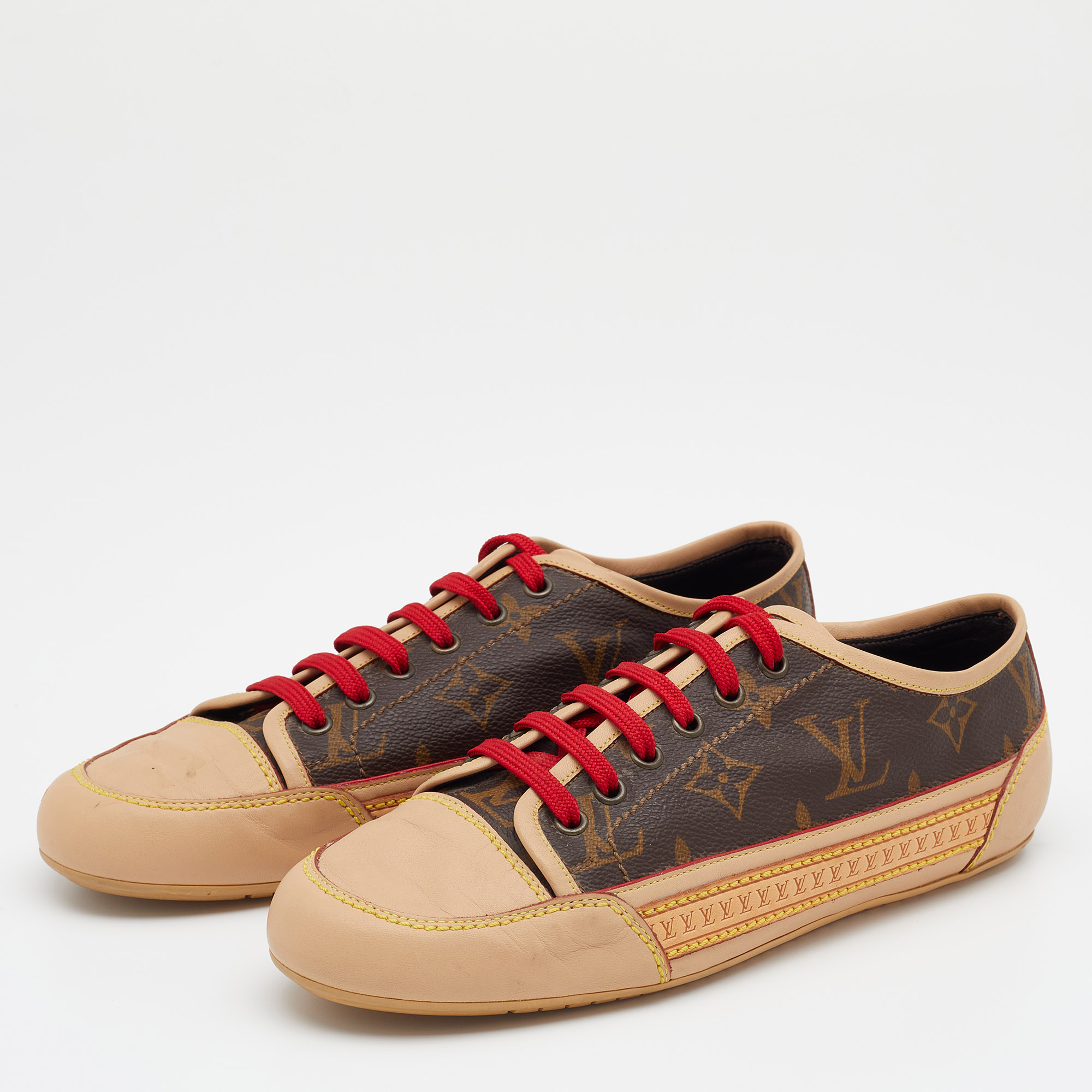 

Louis Vuitton Brown/Beige Monogram Canvas And Leather Capucine Low Top Sneakers Size