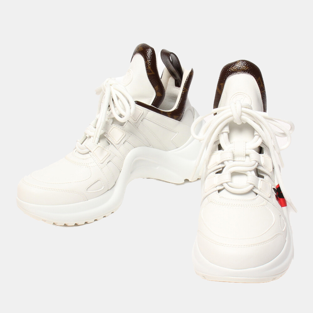 

Louis Vuitton White Leather and Monogram Canvas Archlight Sneakers EU