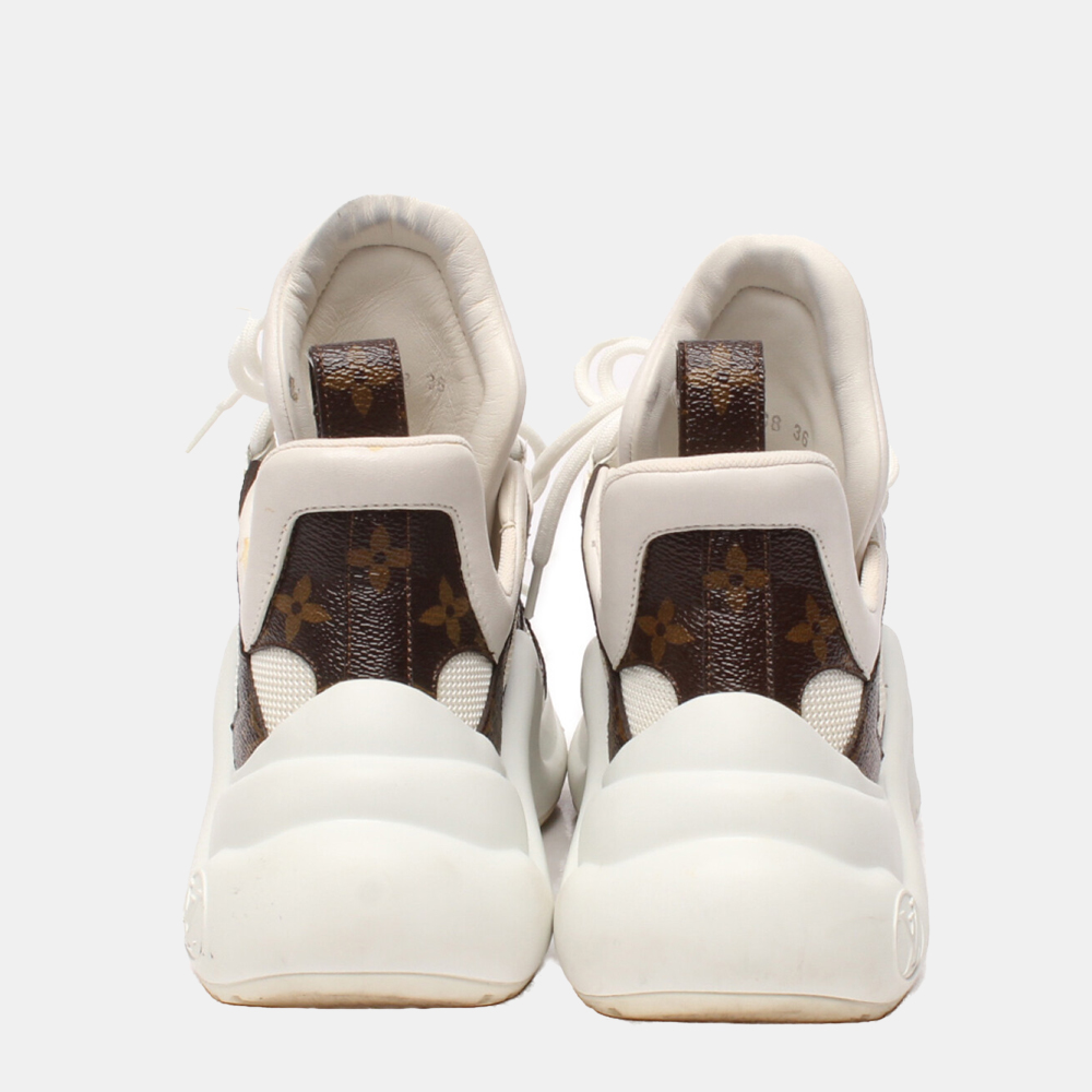 

Louis Vuitton White Leather and Monogram Canvas Archlight Sneakers Size
