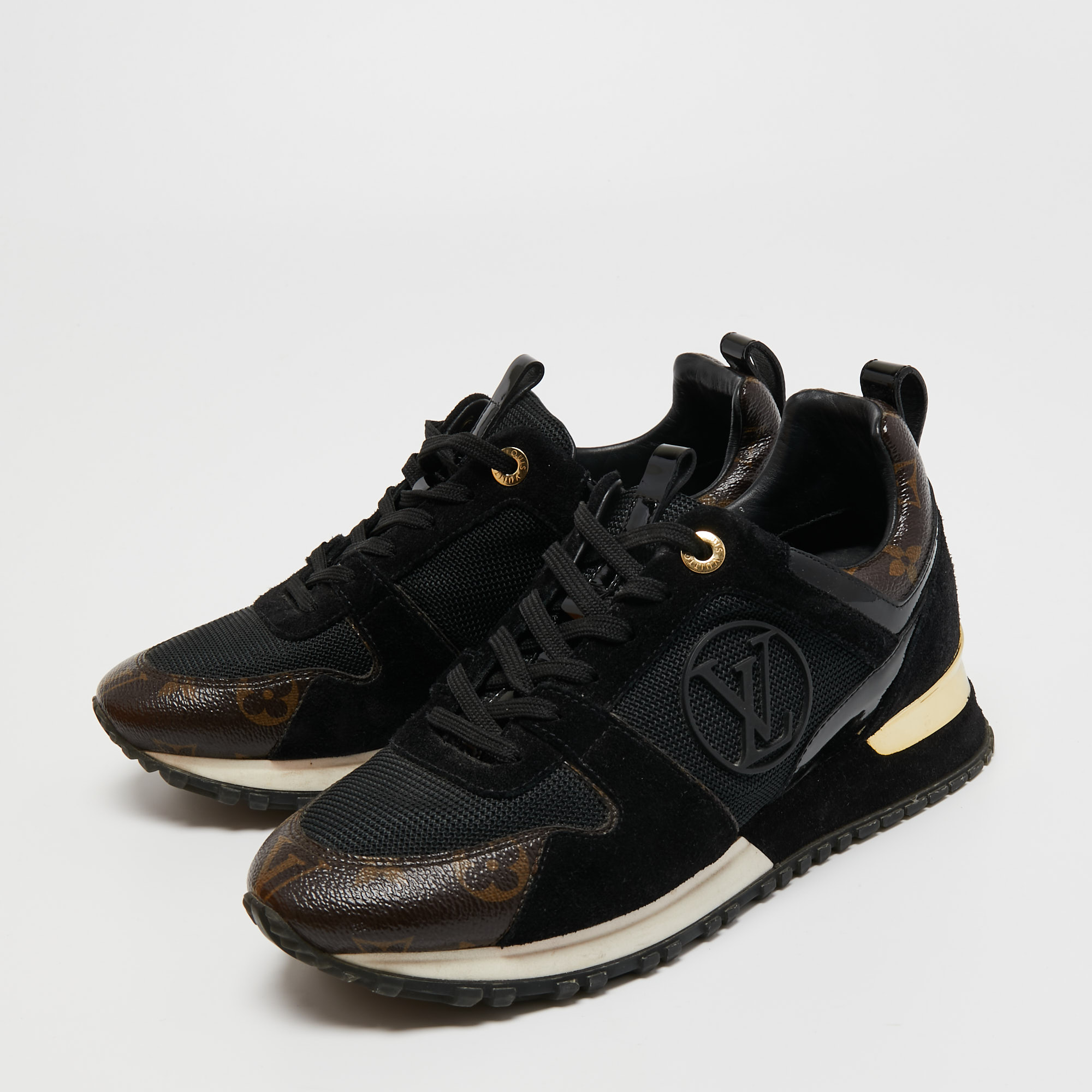 

Louis Vuitton Brown/Black Coated Canvas and Suede Run Away Sneakers Size