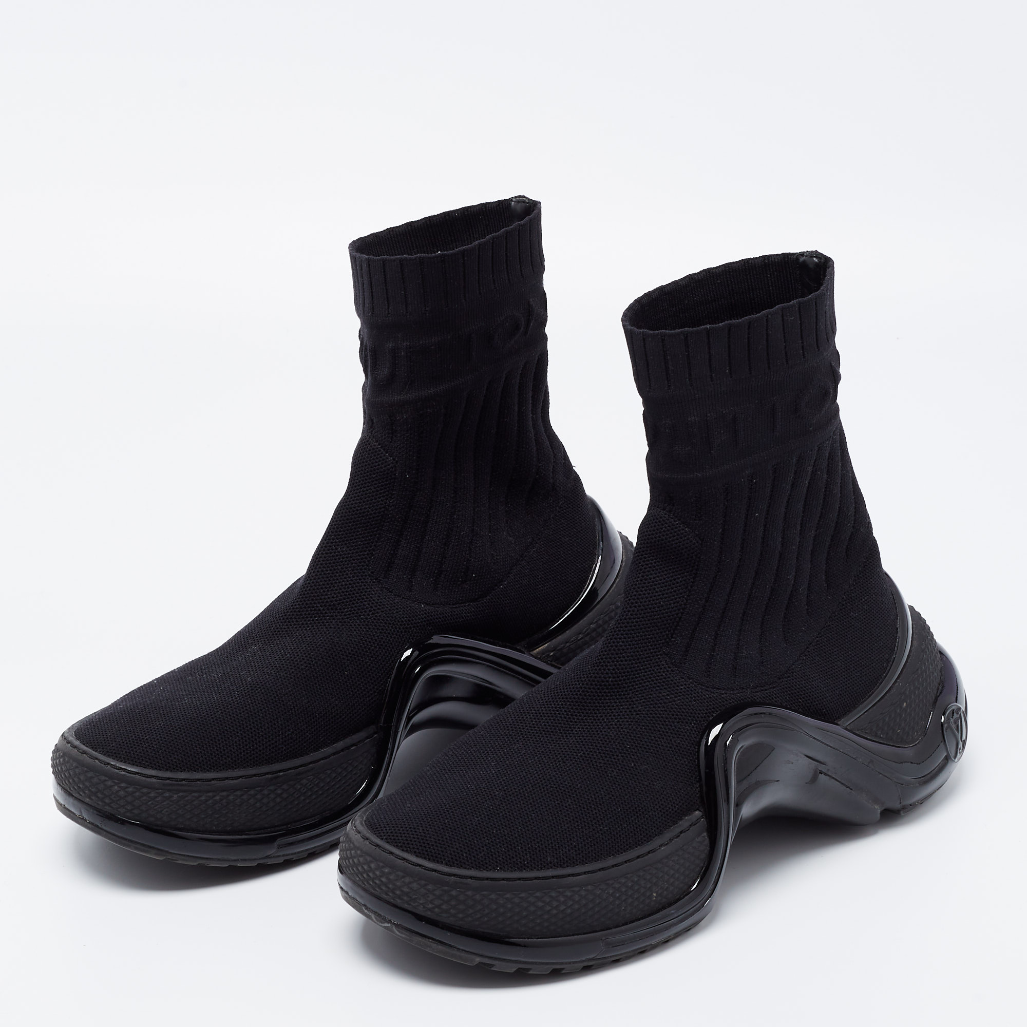 

Louis Vuitton Black Knit Fabric Sock Run Hight Top Sneakers Size