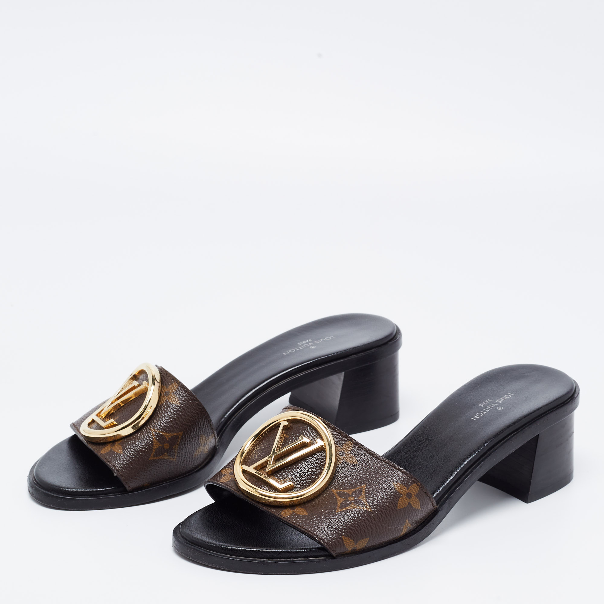 

Louis Vuitton Monogram Canvas Lock It Slide Sandals Size, Brown