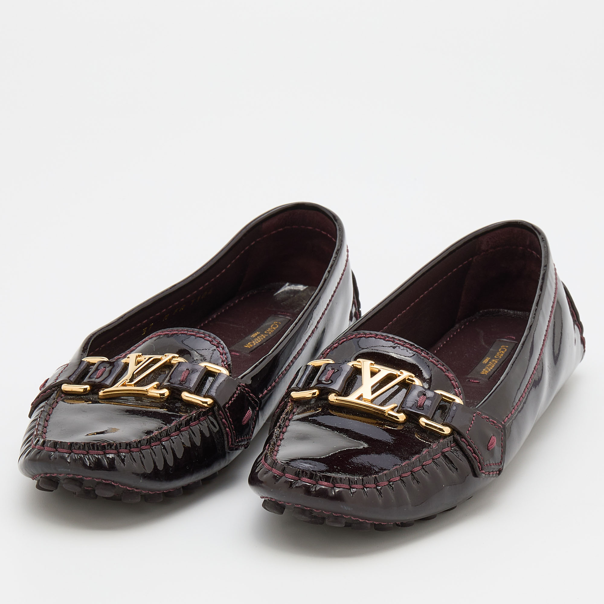 

Louis Vuitton Amarante Patent Leather Oxford Slip On Loafers Size, Brown