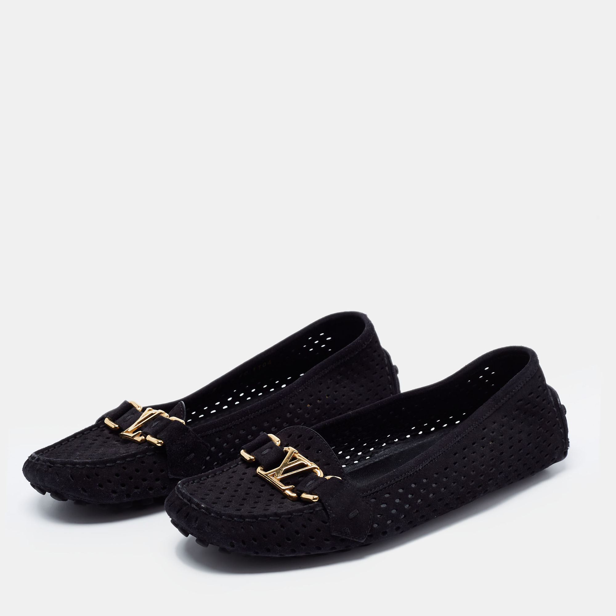 

Louis Vuitton Black Suede Oxford Loafers Size