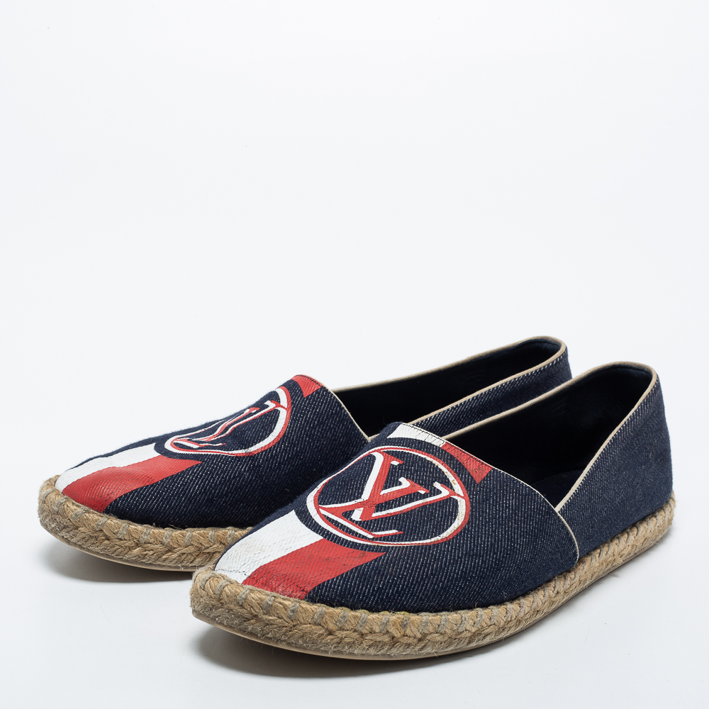 

Louis Vuitton Navy Blue Denim Espadrille Flats Size