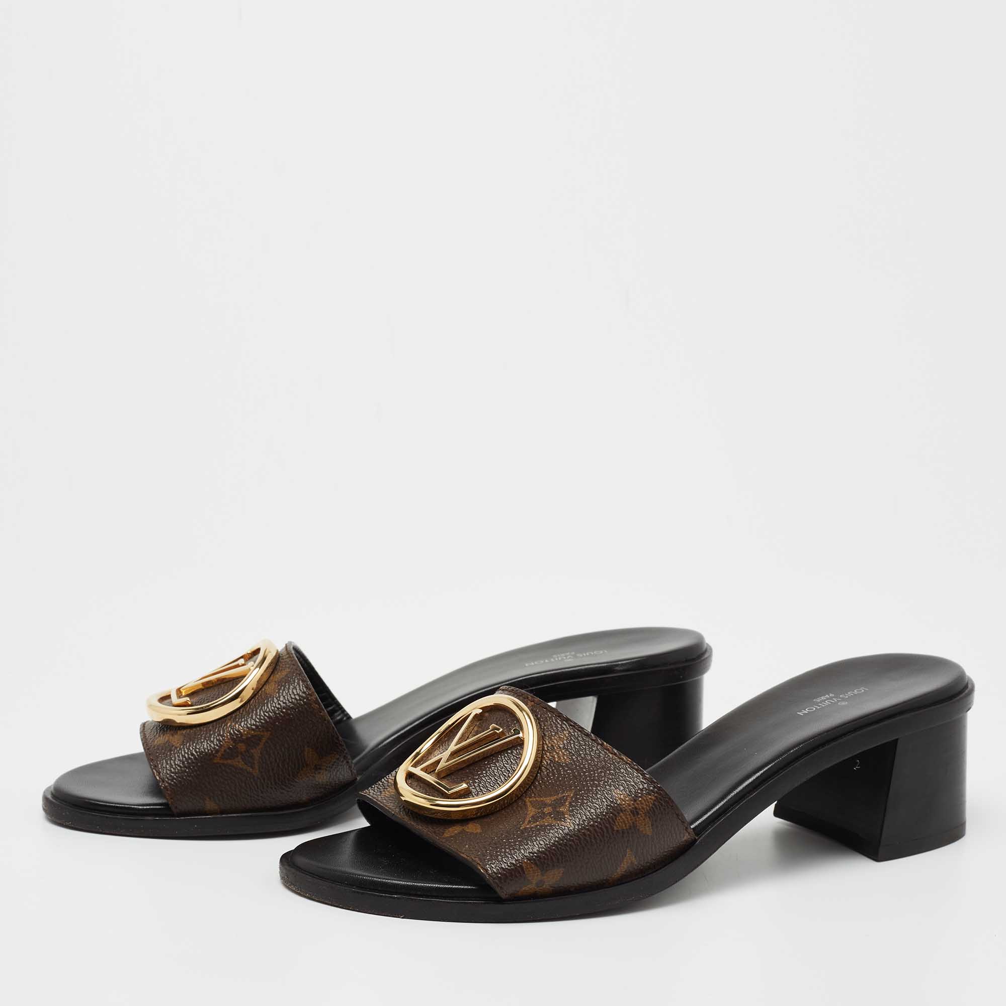 

Louis Vuitton Brown Canvas Lock It Sandals Size