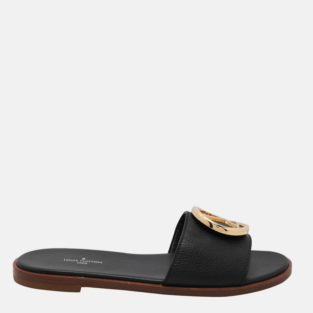 

Louis Vuitton Black Leather Slides Mules EU