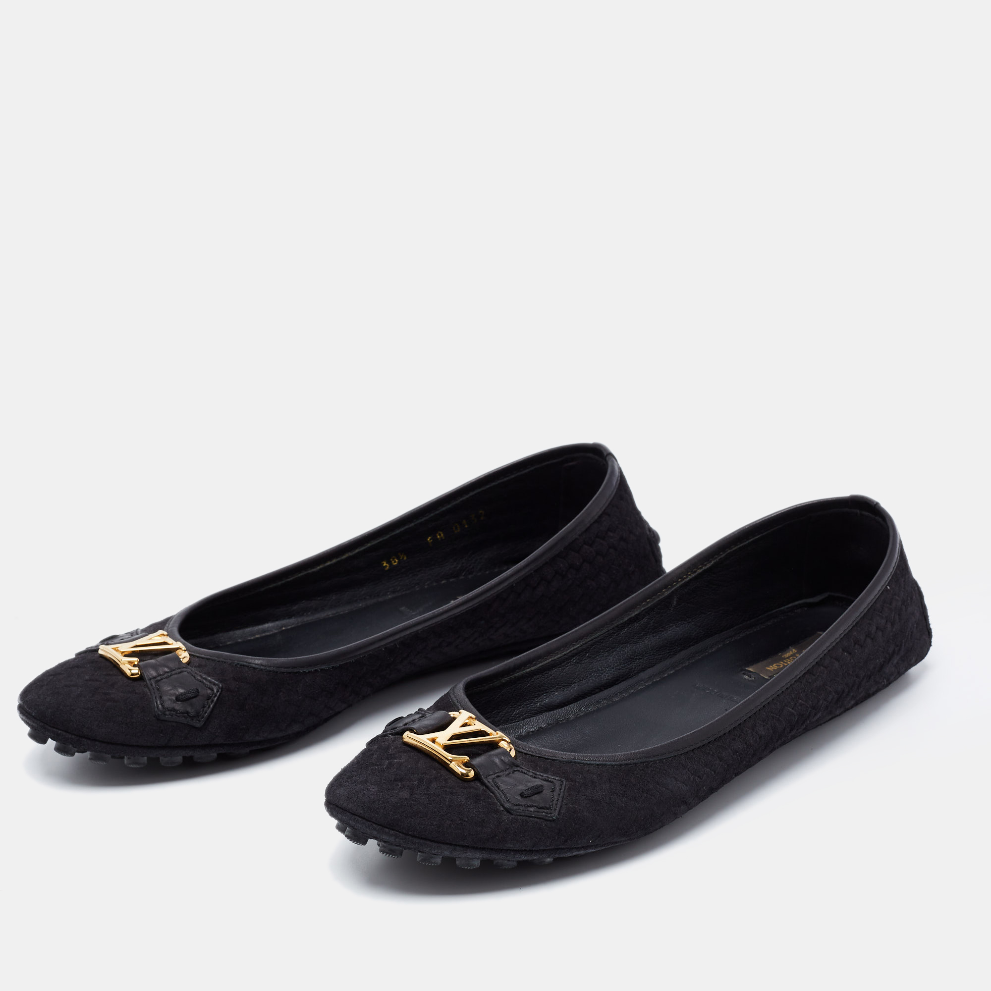 

Louis Vuitton Black Suede Oxford Ballet Flats Size