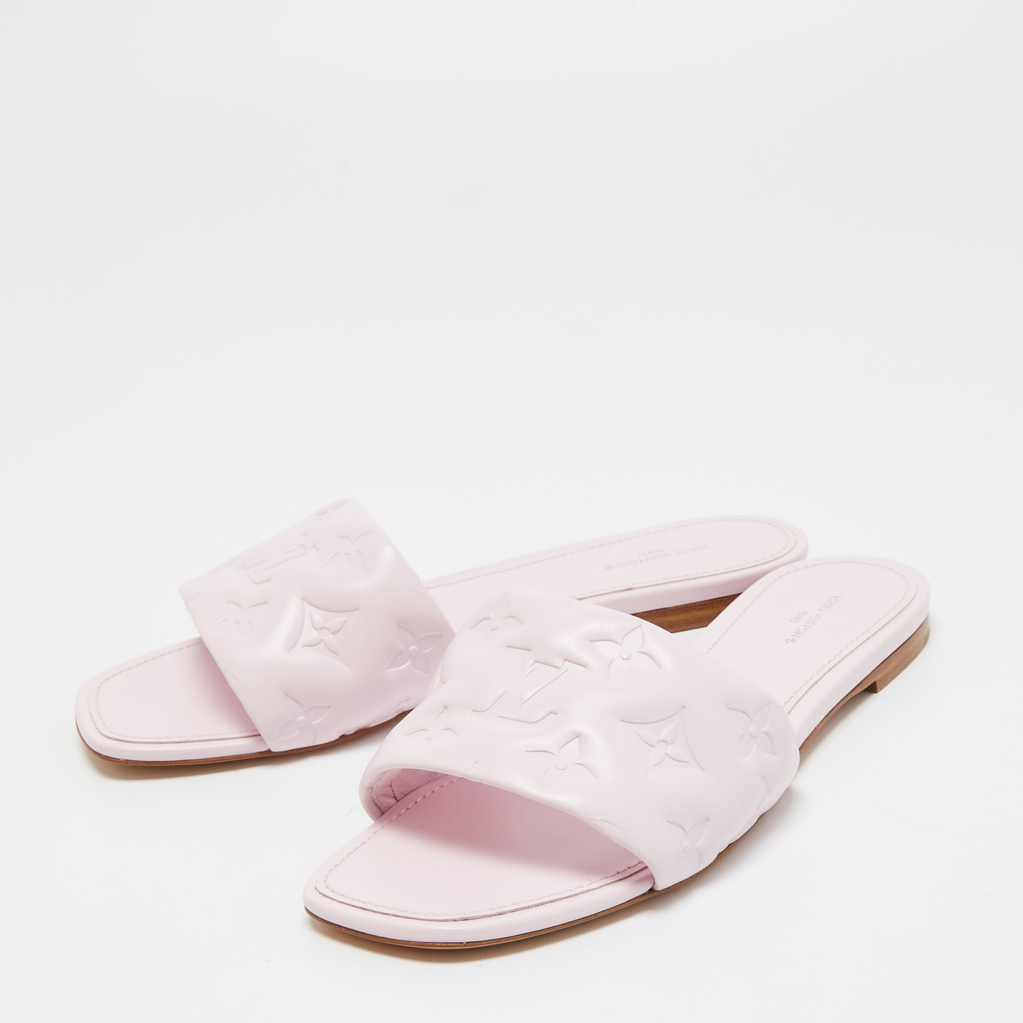

Louis Vuitton Pink Monogram Leather Revival Flats Size