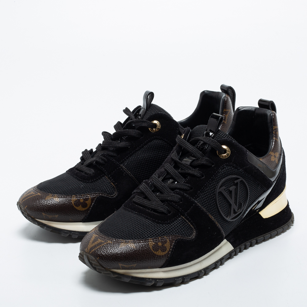 

Louis Vuitton Brown/Black Coated Canvas and Suede Run Away Sneakers Size 37.5