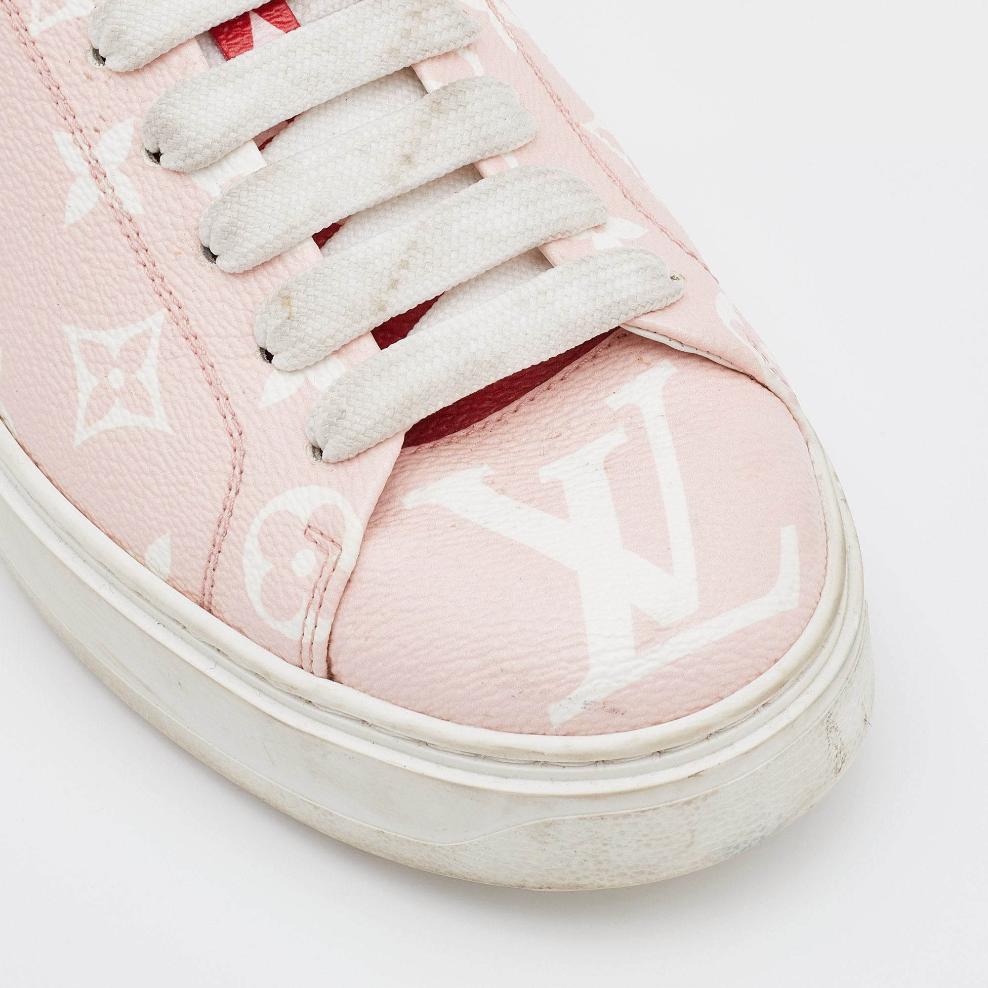 LOUIS VUITTON Monogram By The Pool Time Out Sneakers 38.5 Rose 802891