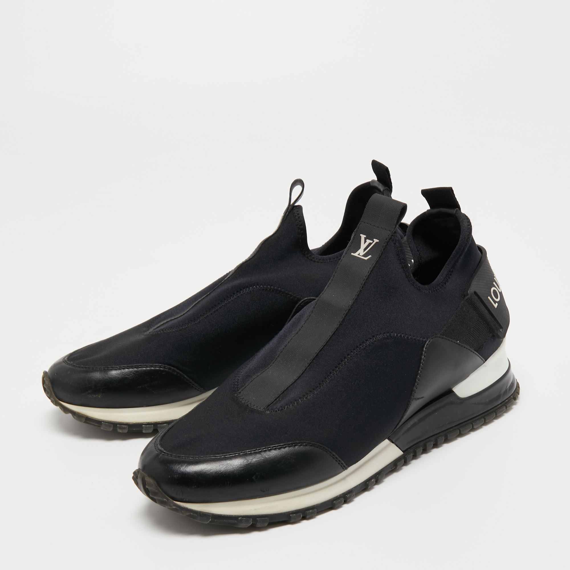 

Louis Vuitton Black Leather and Neoprene Slip On Sneakers Size