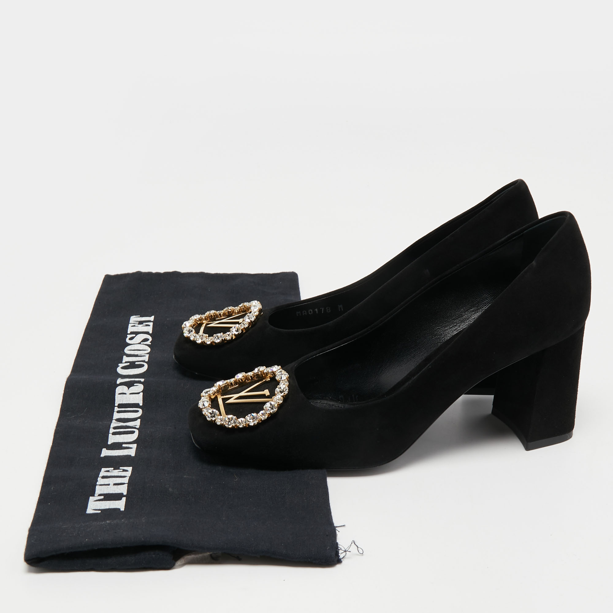 Louis Vuitton Shoe Black Mesh Monogram Paillettes Platform Pump Suede –  Mightychic