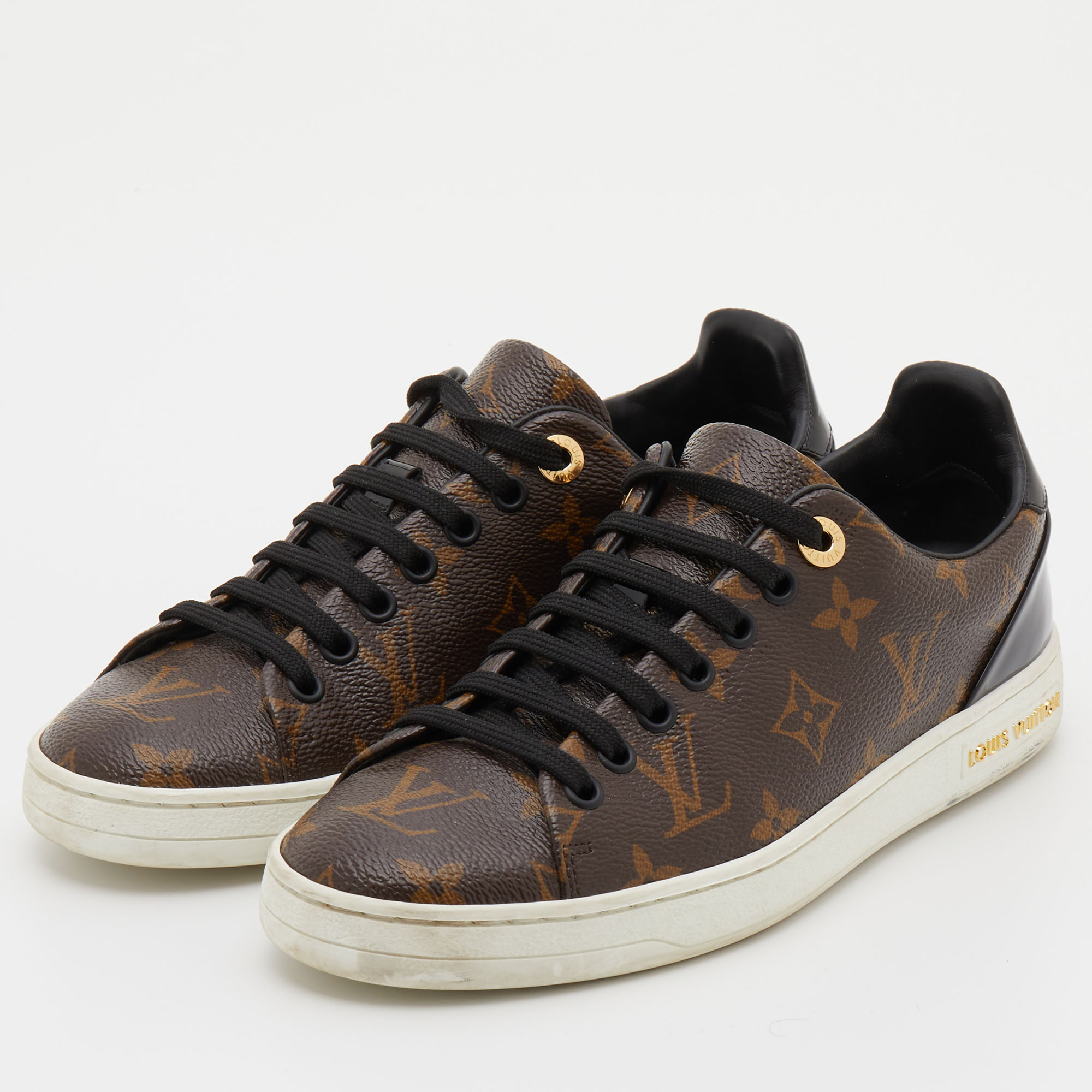 

Louis Vuitton Black Monogram Canvas and Patent Leather Frontrow Sneakers Size, Brown