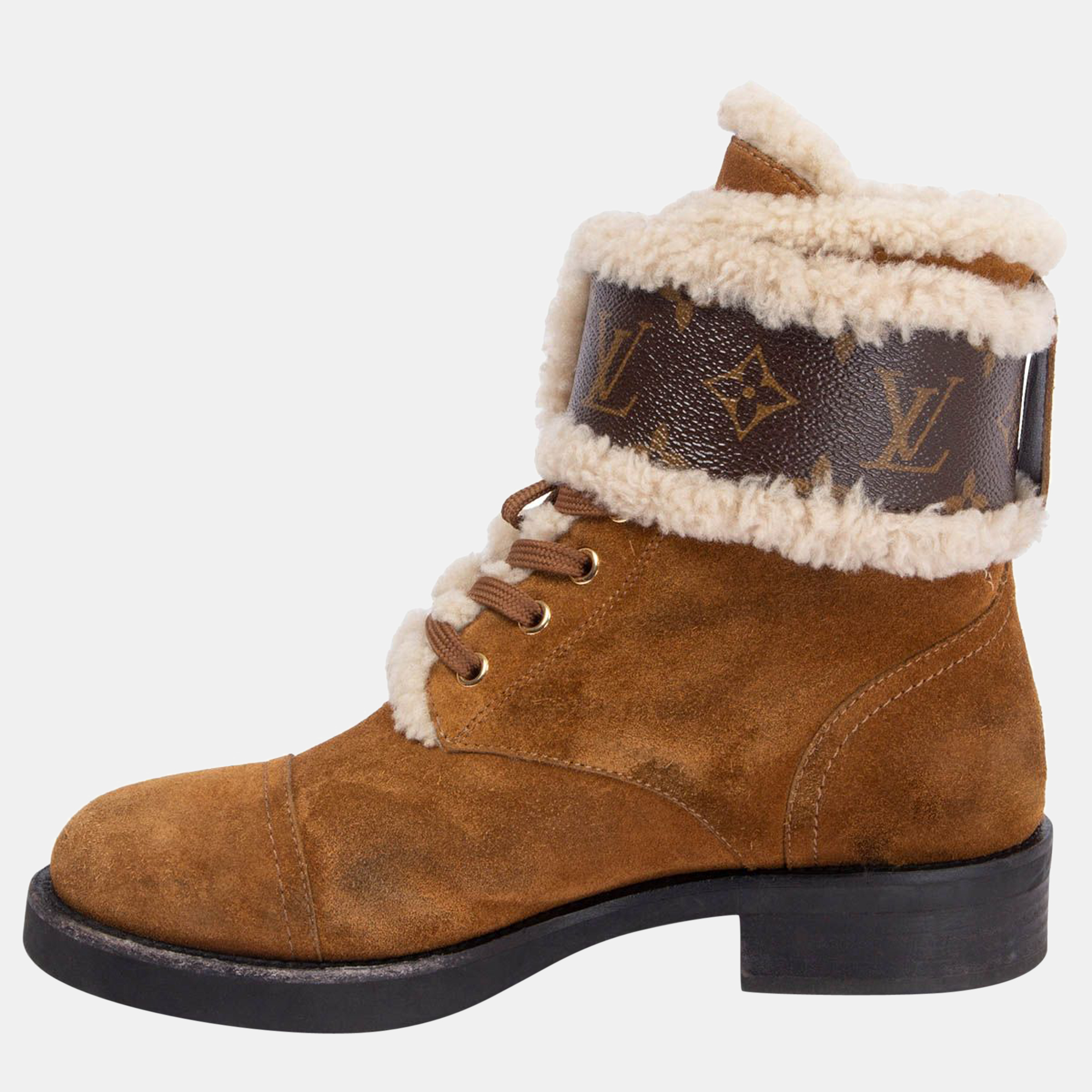 

Louis Vuitton Brown Suede/Shearling Ranger Wonderland Combat Boots