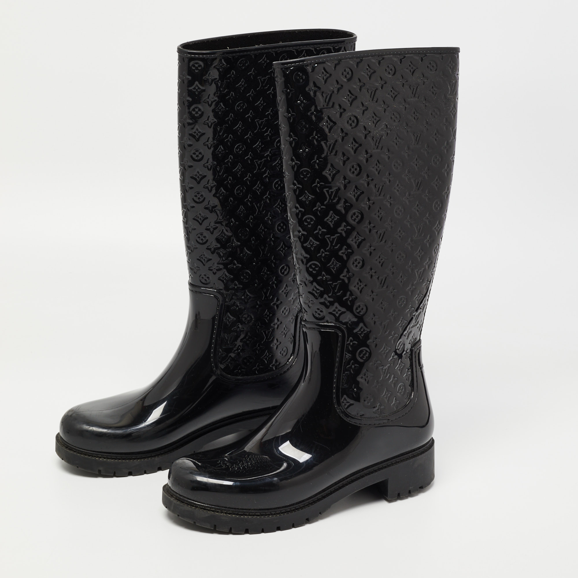 

Louis Vuitton Black Rubber Splash Boots Size