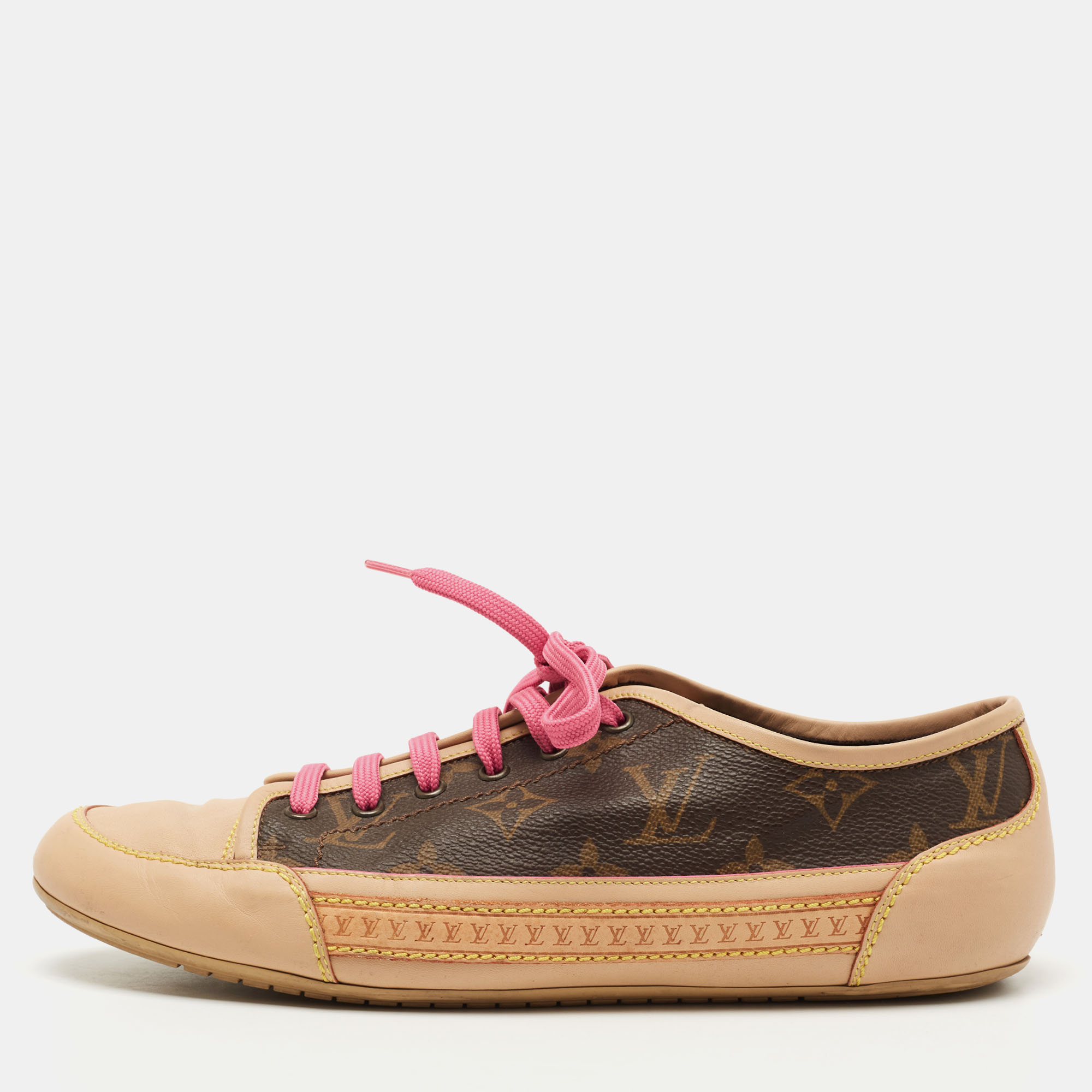 Louis Vuitton Brown Monogram Canvas and Leather Capucines Sneakers Size 39