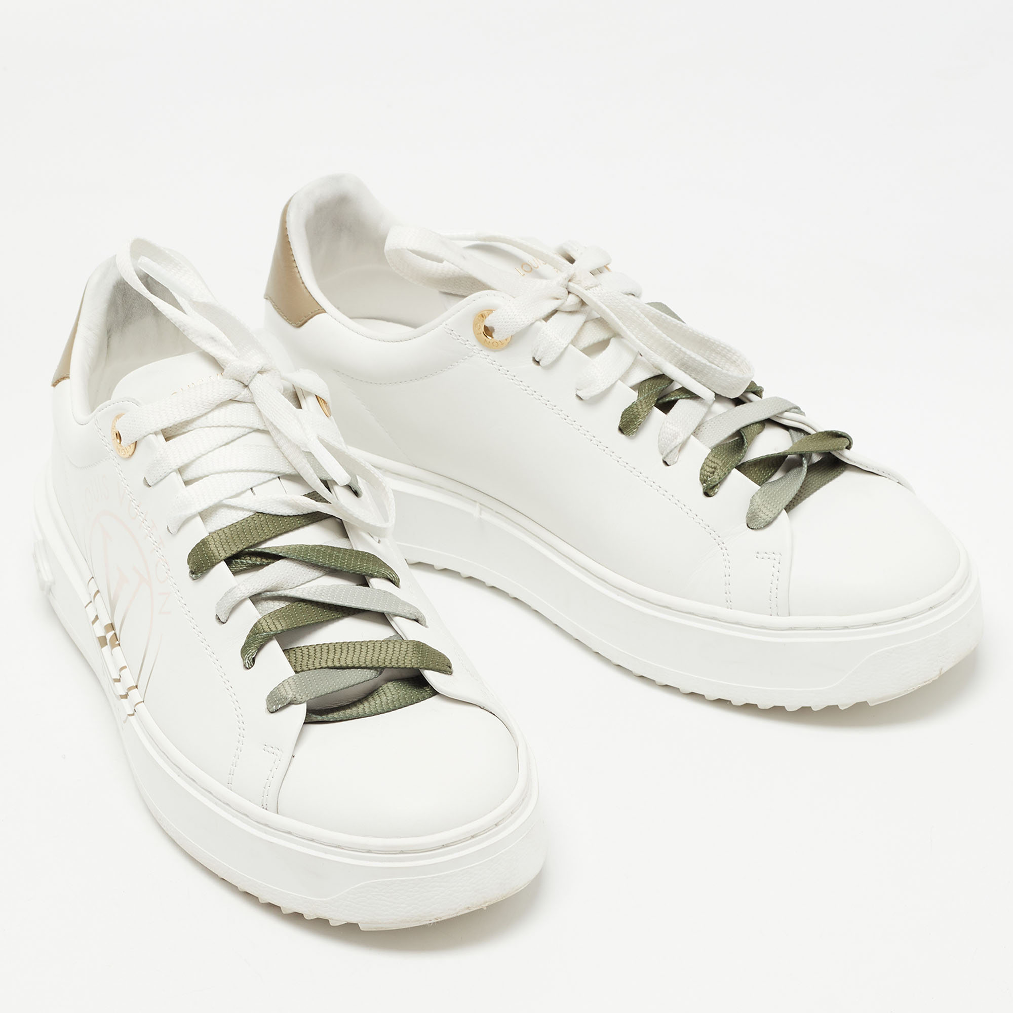 Time out leather trainers Louis Vuitton White size 37 EU in Leather -  35743583