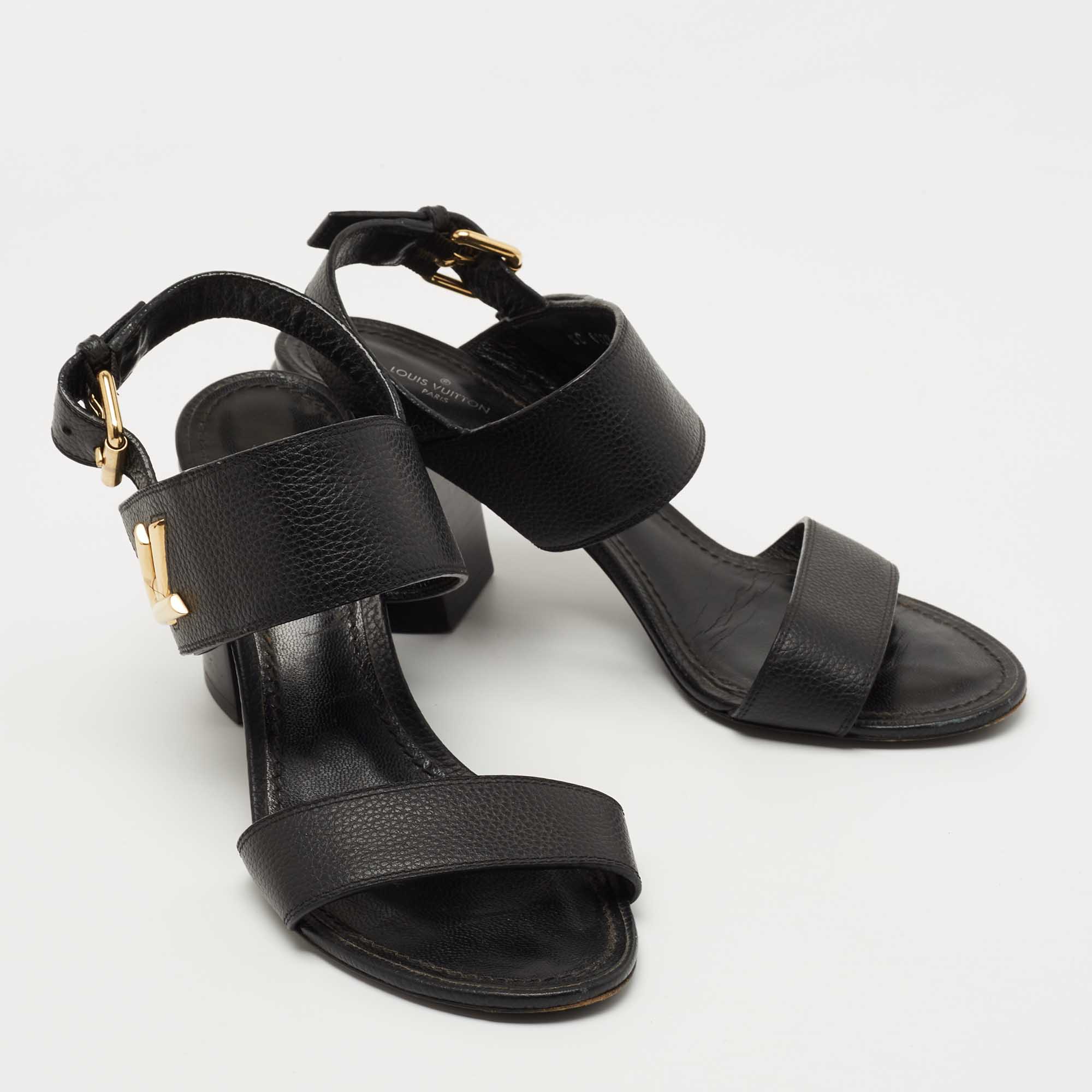 Leather sandals Louis Vuitton Black size 37 EU in Leather - 33153958