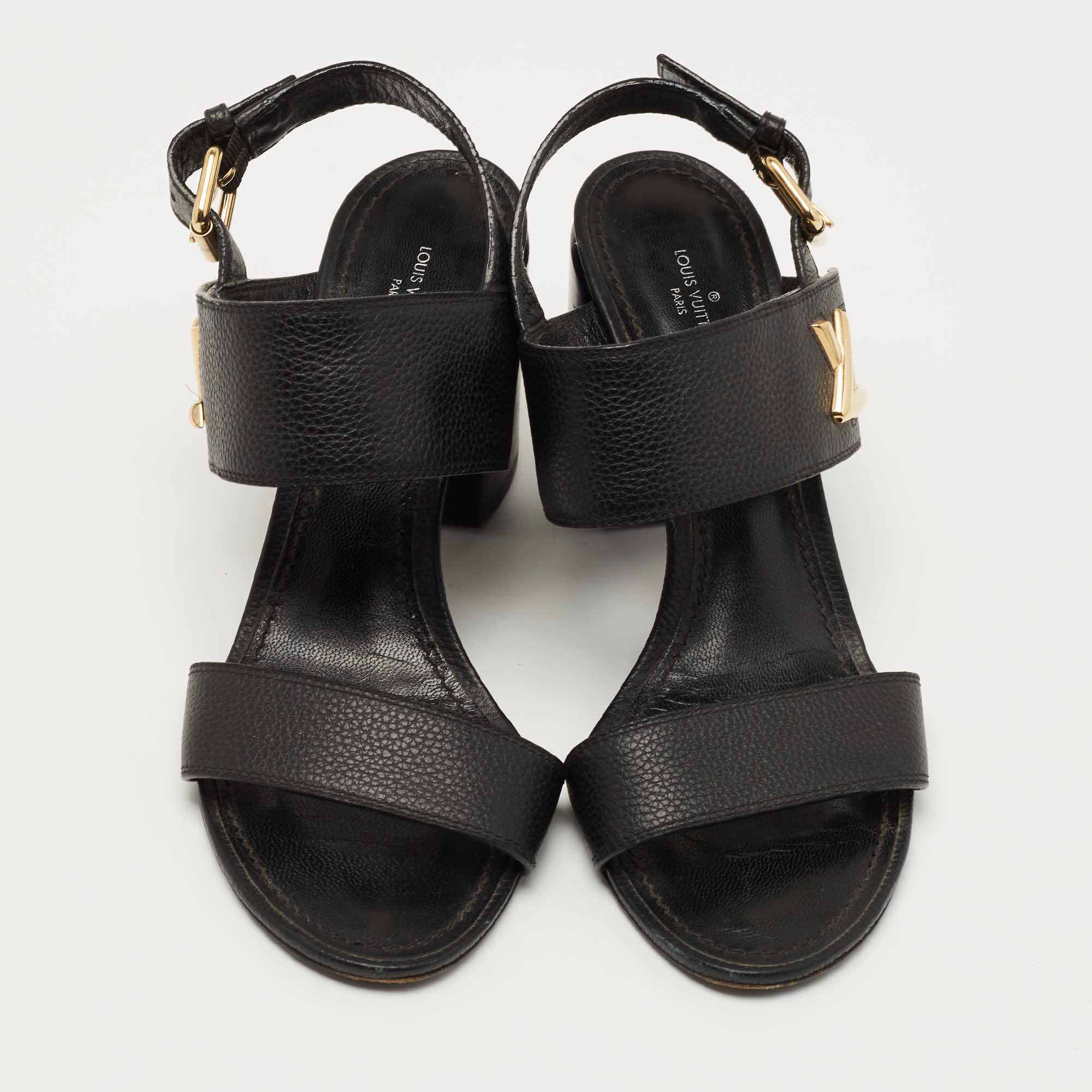 Leather sandals Louis Vuitton Black size 37 EU in Leather - 33153958