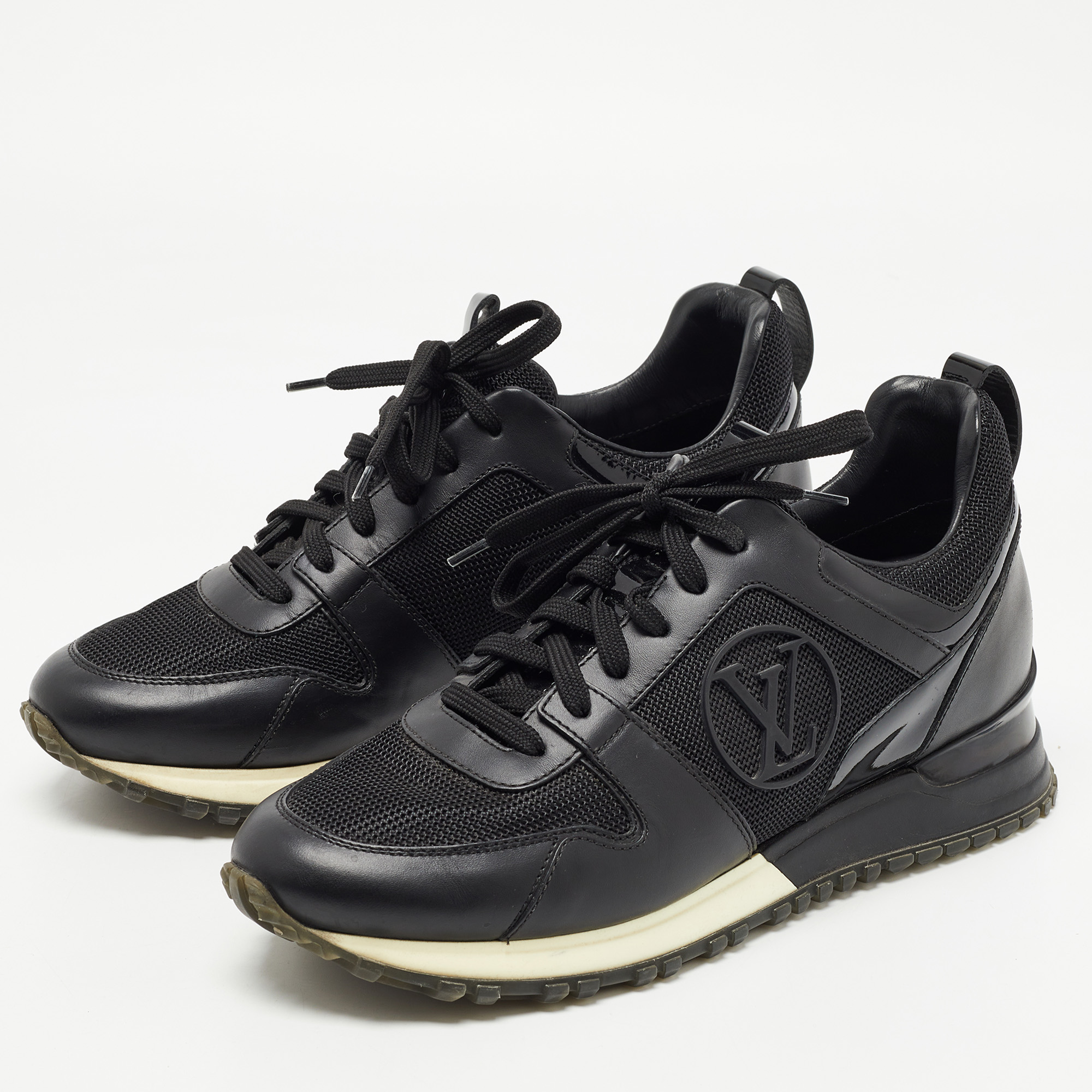 

Louis Vuitton Black Leather and Mesh Run Away Sneakers Size
