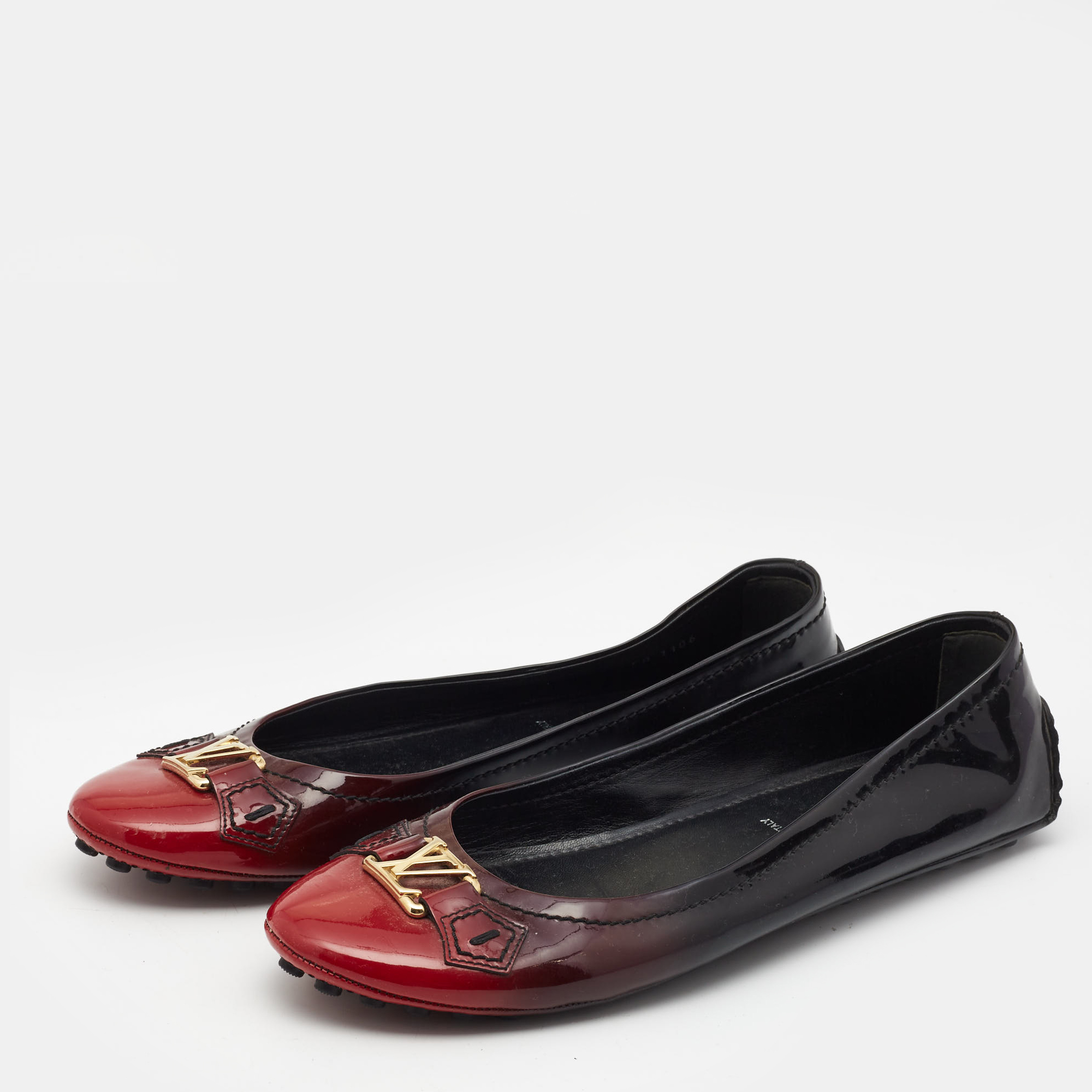 

Louis Vuitton Two Tone Patent Leather Oxford Ballet Flats Size, Black