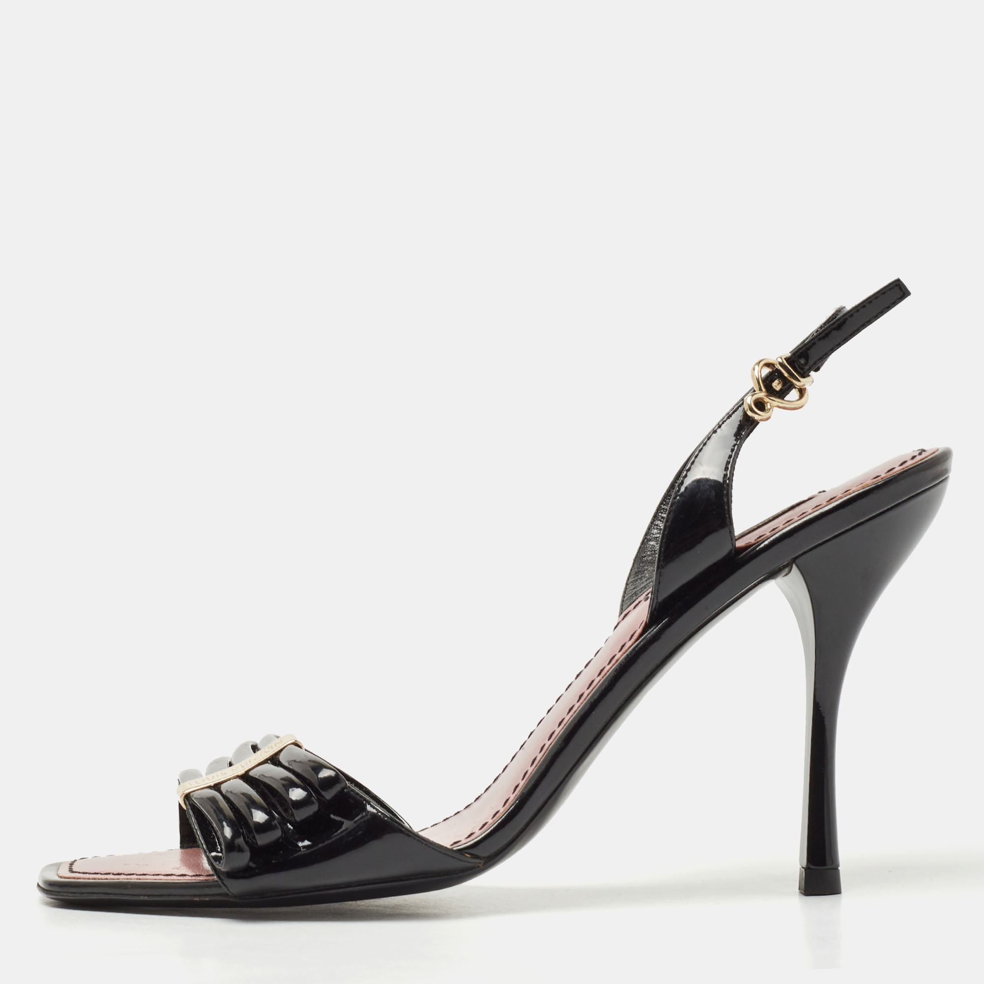 

Louis Vuitton Black Patent Leather Sligback Sandals Size