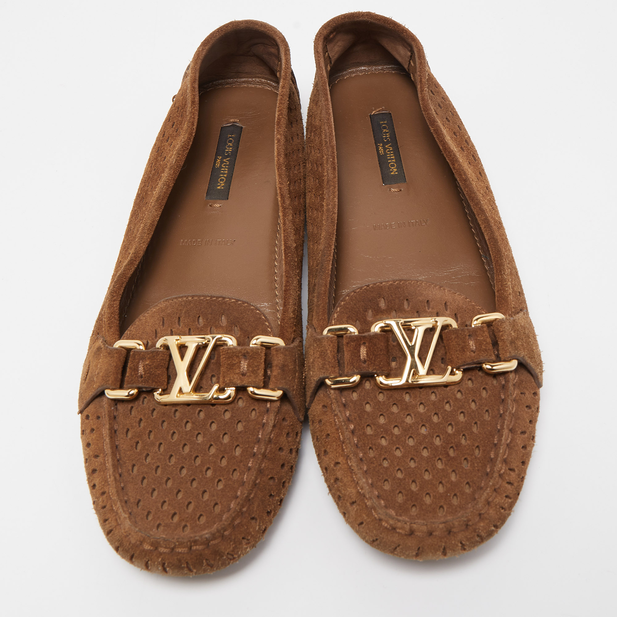 Louis Vuitton Brown Suede Oxford Loafers Size 37 