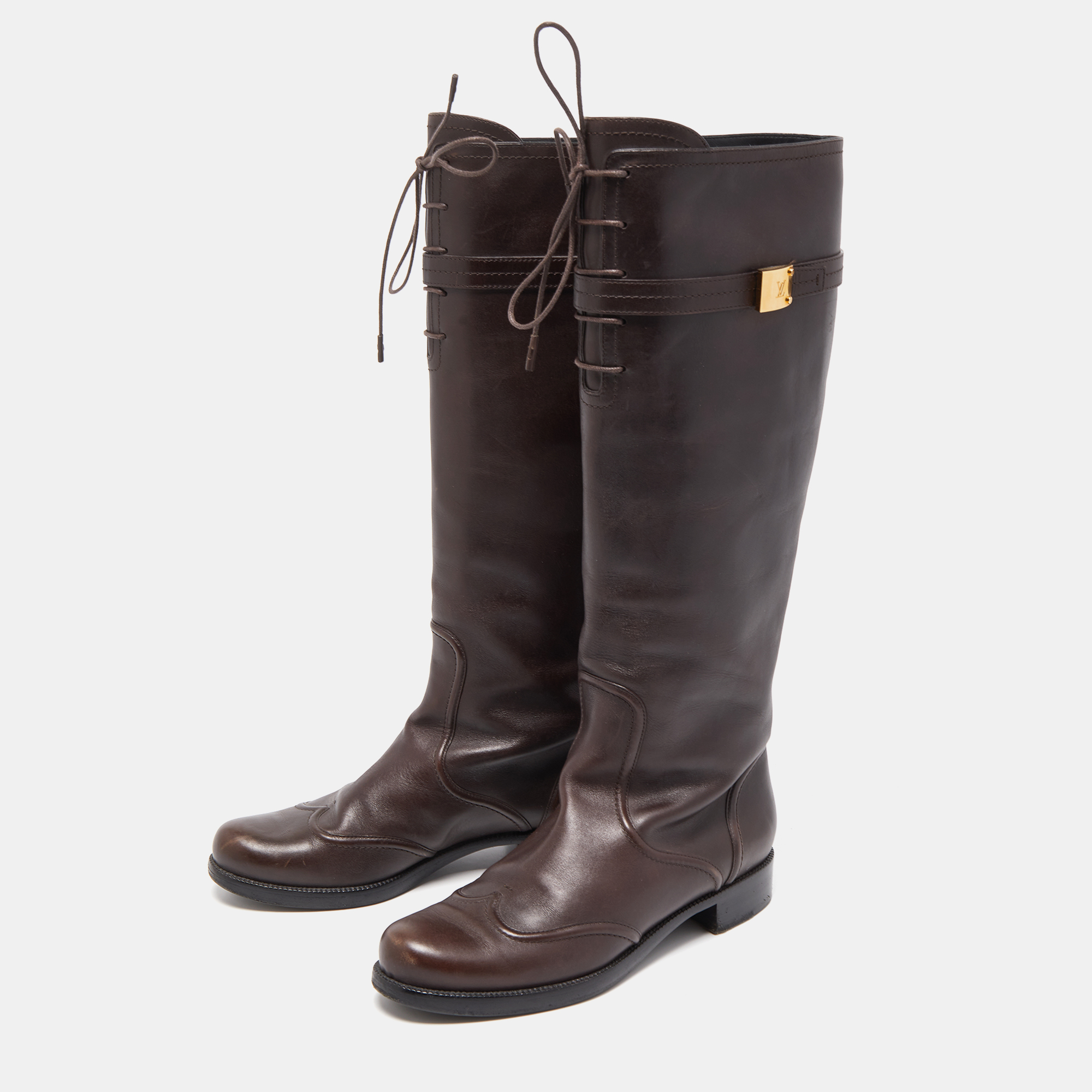 

Louis Vuitton Brown Leather Knee Length Boots Size