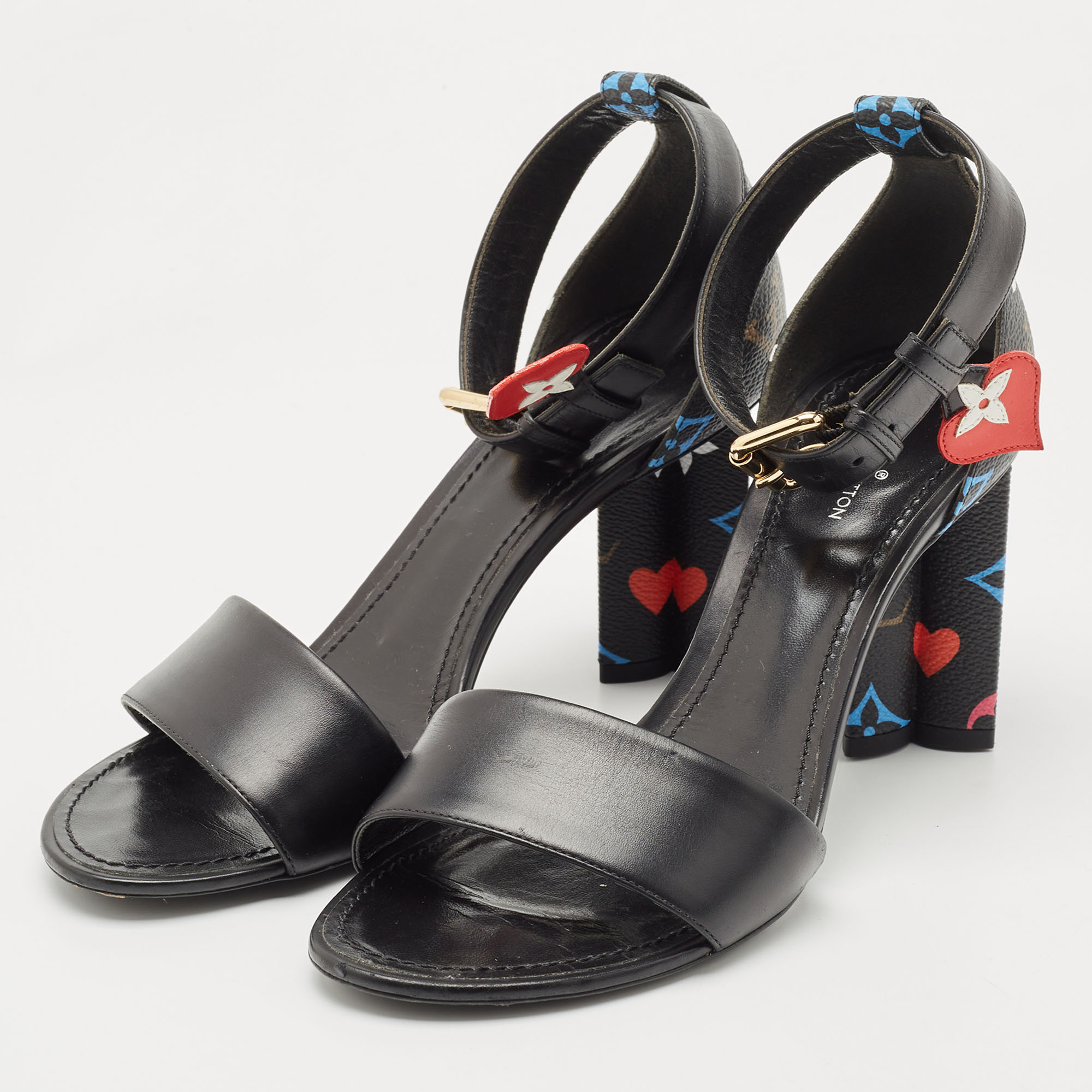 

Louis Vuitton Black Canvas and Leather Ankle Strap Sandals Size