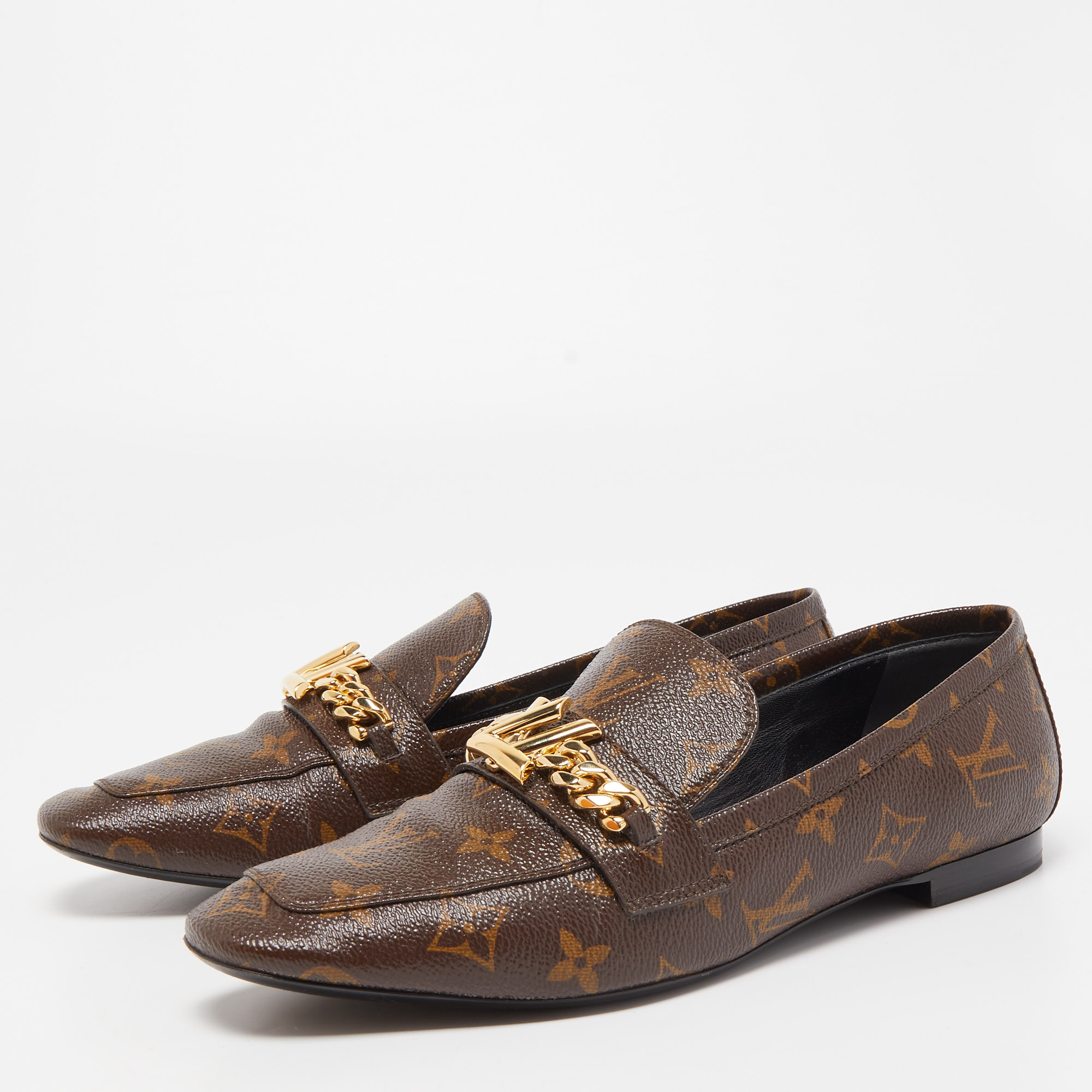 

Louis Vuitton Brown Monogram Canvas Loafers Size