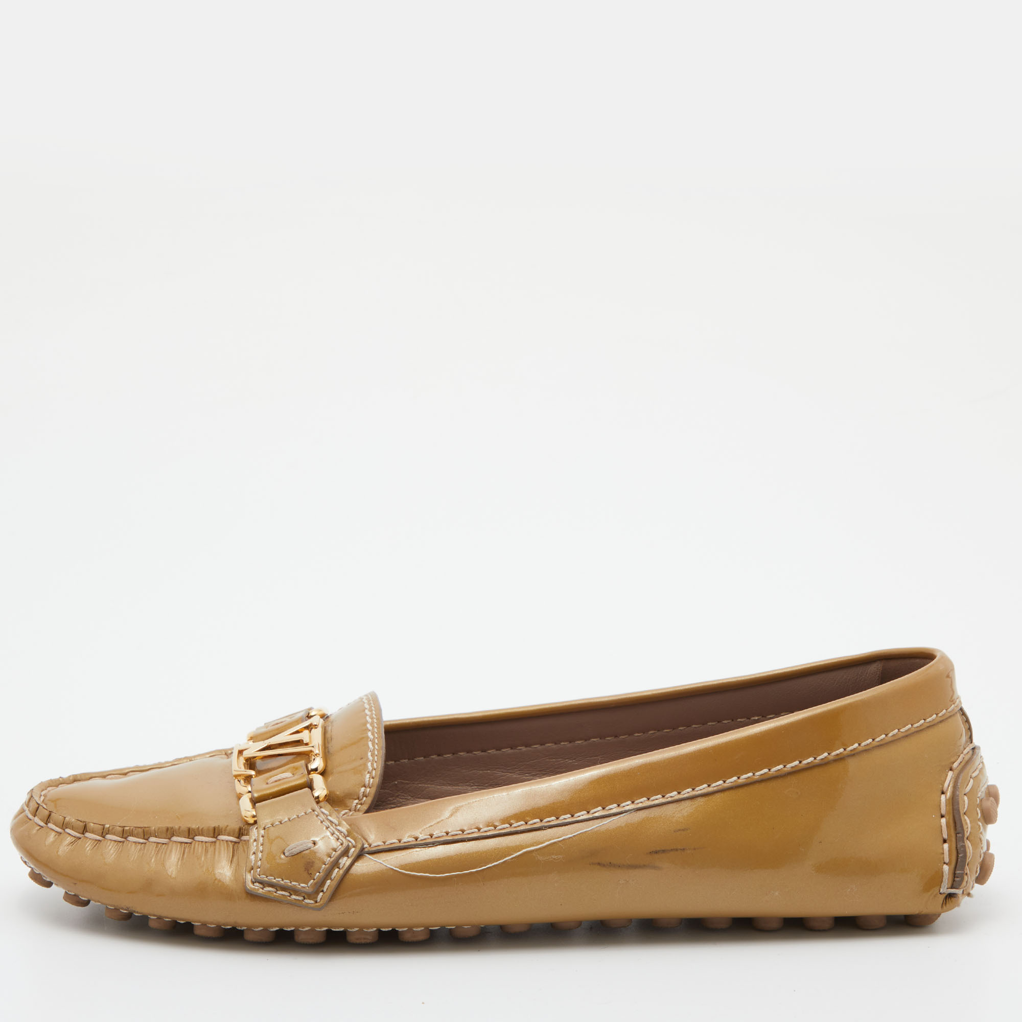 LOUIS VUITTON LOUIS VUITTON Loafers Flat shoes Monogram Brown Used Women LV  size 37