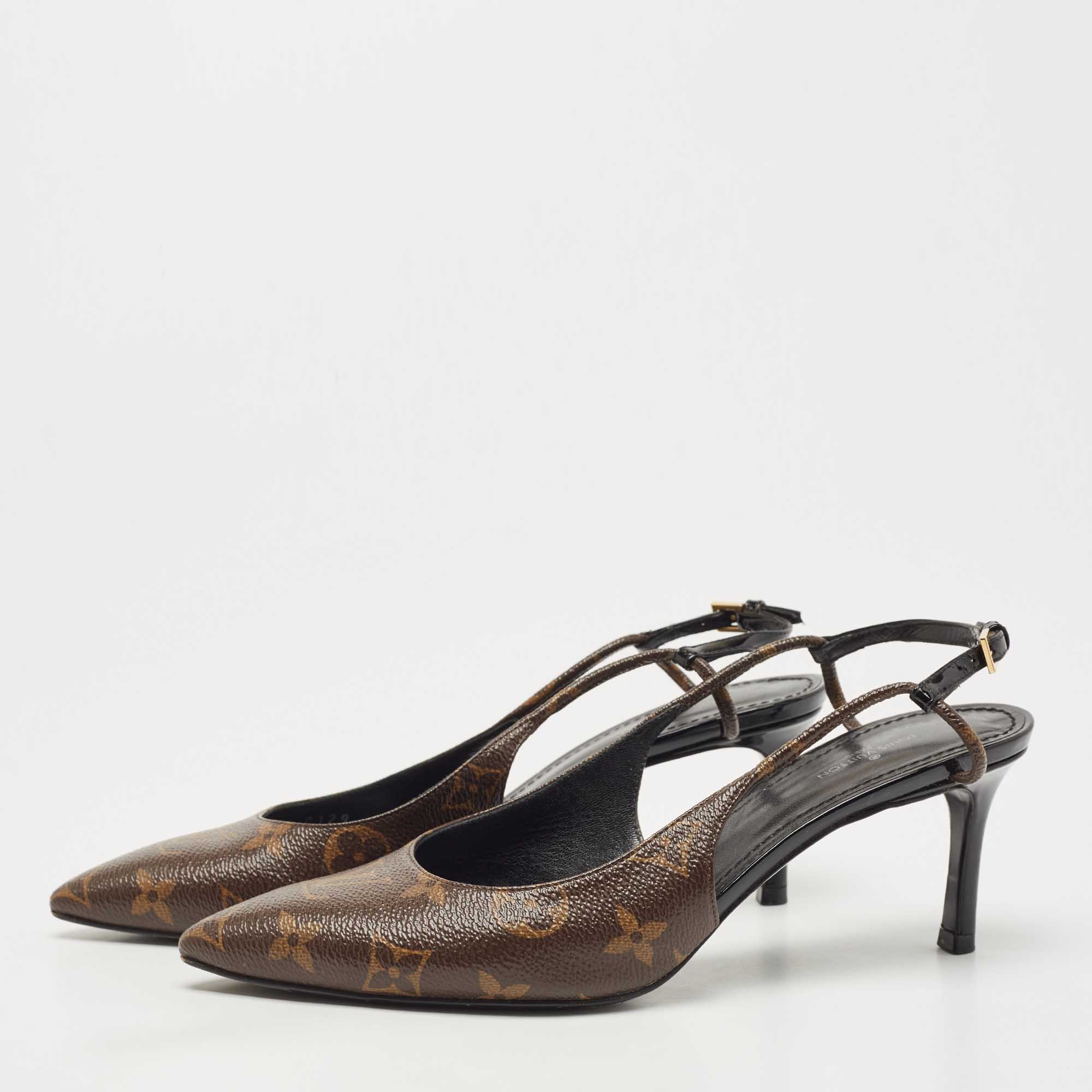 

Louis Vuitton Brown Monogram Canvas Chérie Slingback Pumps Size